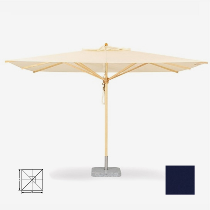 Klassiker Sonnenschirm Quadratisch mit 190 x 190cm, Bespannung in Marine #06