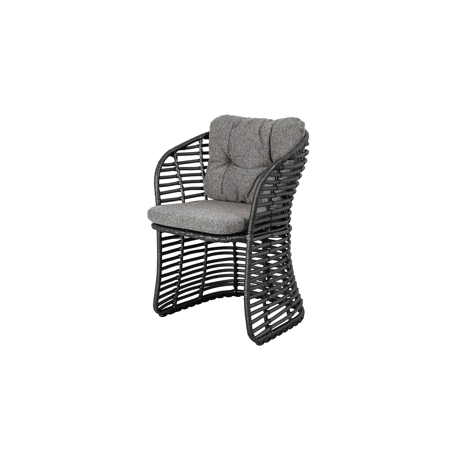 Sessel Basket aus CL Weave in Graphite mit Kissen aus CL Wove in Dark Grey