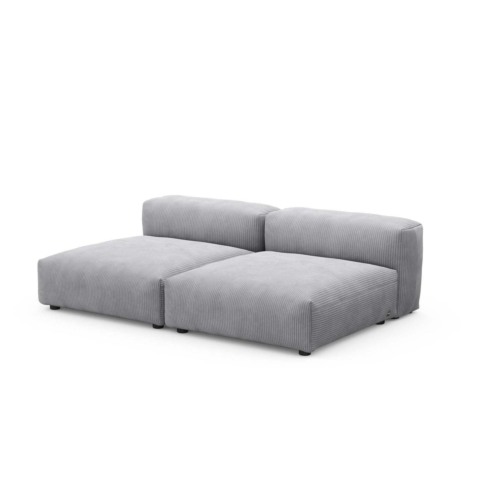 Two Seat Lounge Sofa L Cord Velours Light Grey