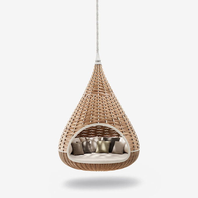 Hanging Lounger Nestrest - Geflecht 002 Natural Sitzkissen Cool White