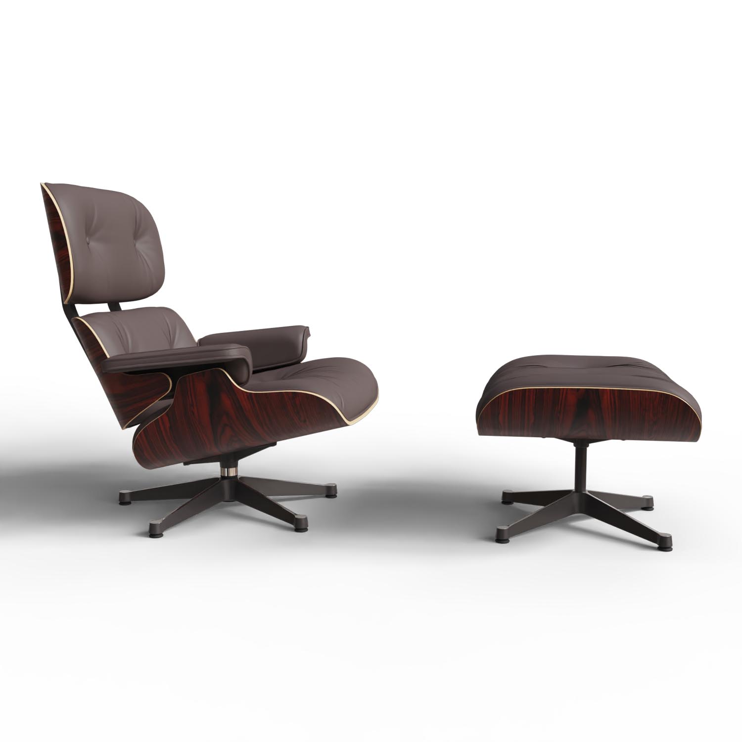 Lounge Chair and Ottoman 41212200 Santos Palisander Leder Premium F Farbe Pflaume Gestell Aluminium in Schwarz neue Maße