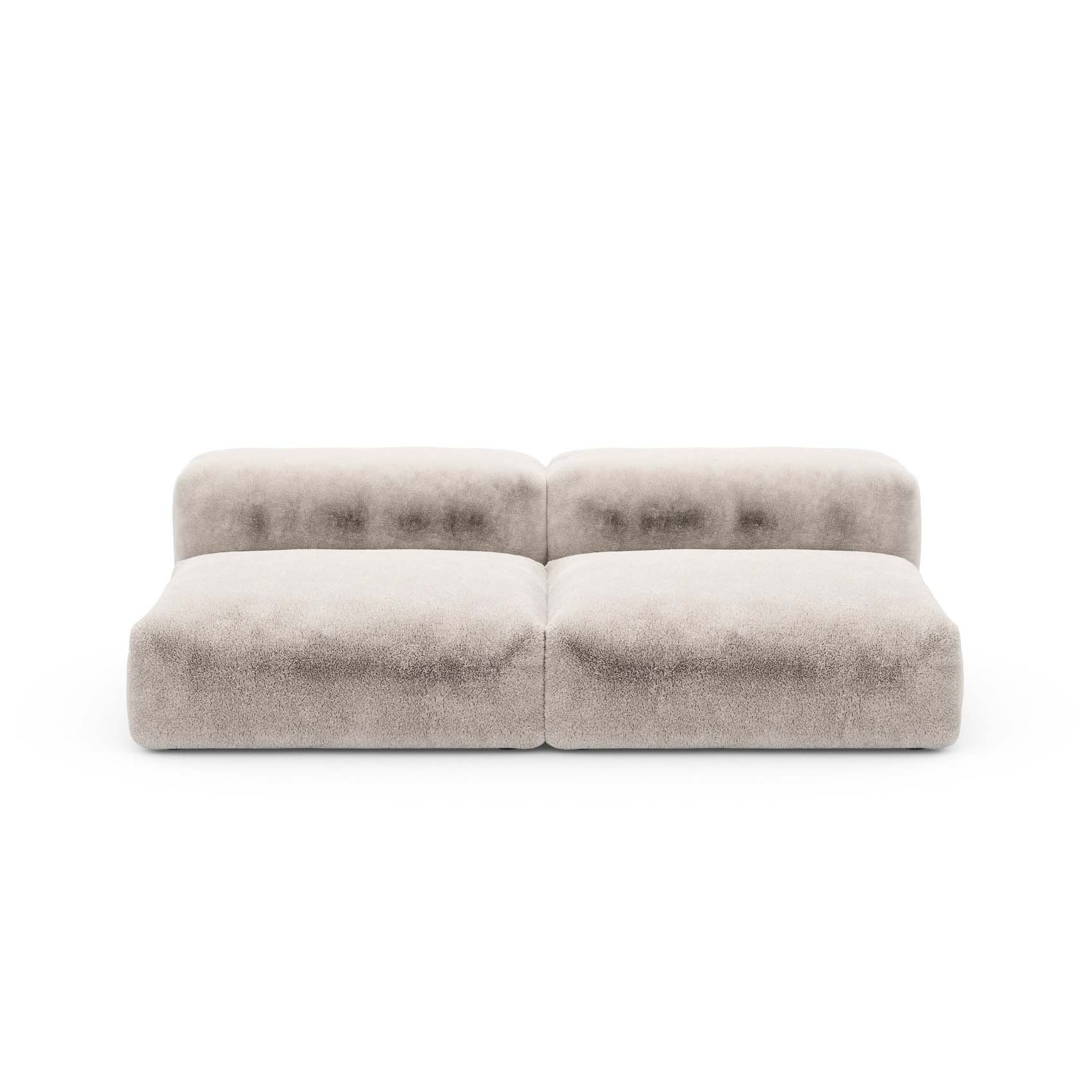 Two Seat Lounge Sofa M Faux Fur Beige