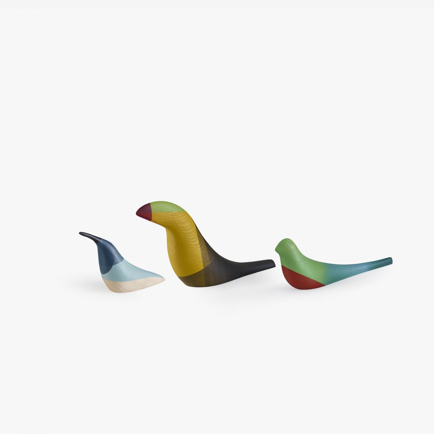 Pájaros Pájaros Satz mit 3 Dekorativen Vögeln Farbig