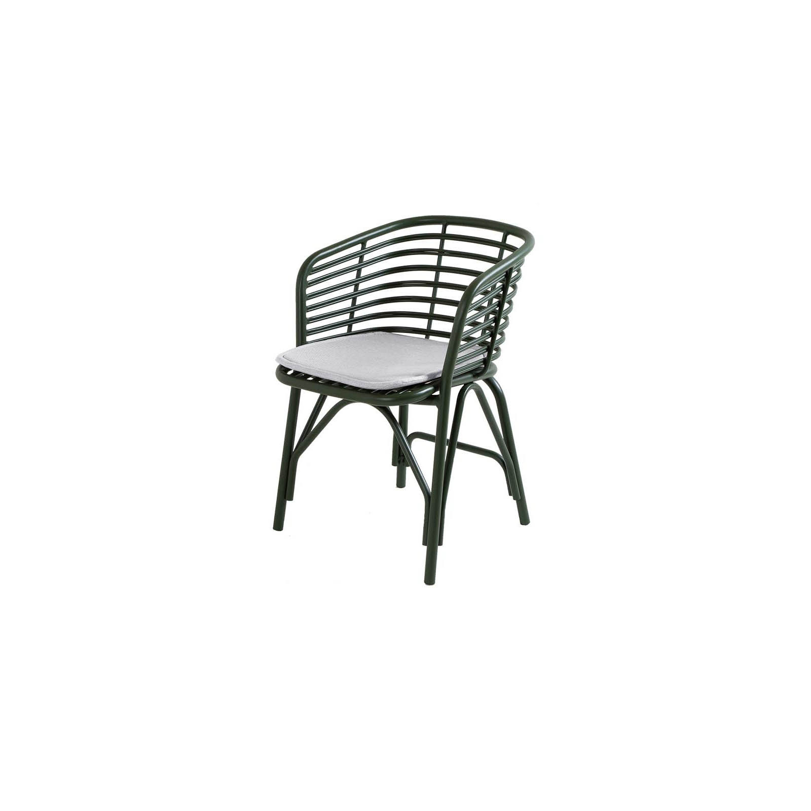 Blend Stuhl aus Aluminium in Dark Green mit Kissen aus Cane-line Natté in Light Grey