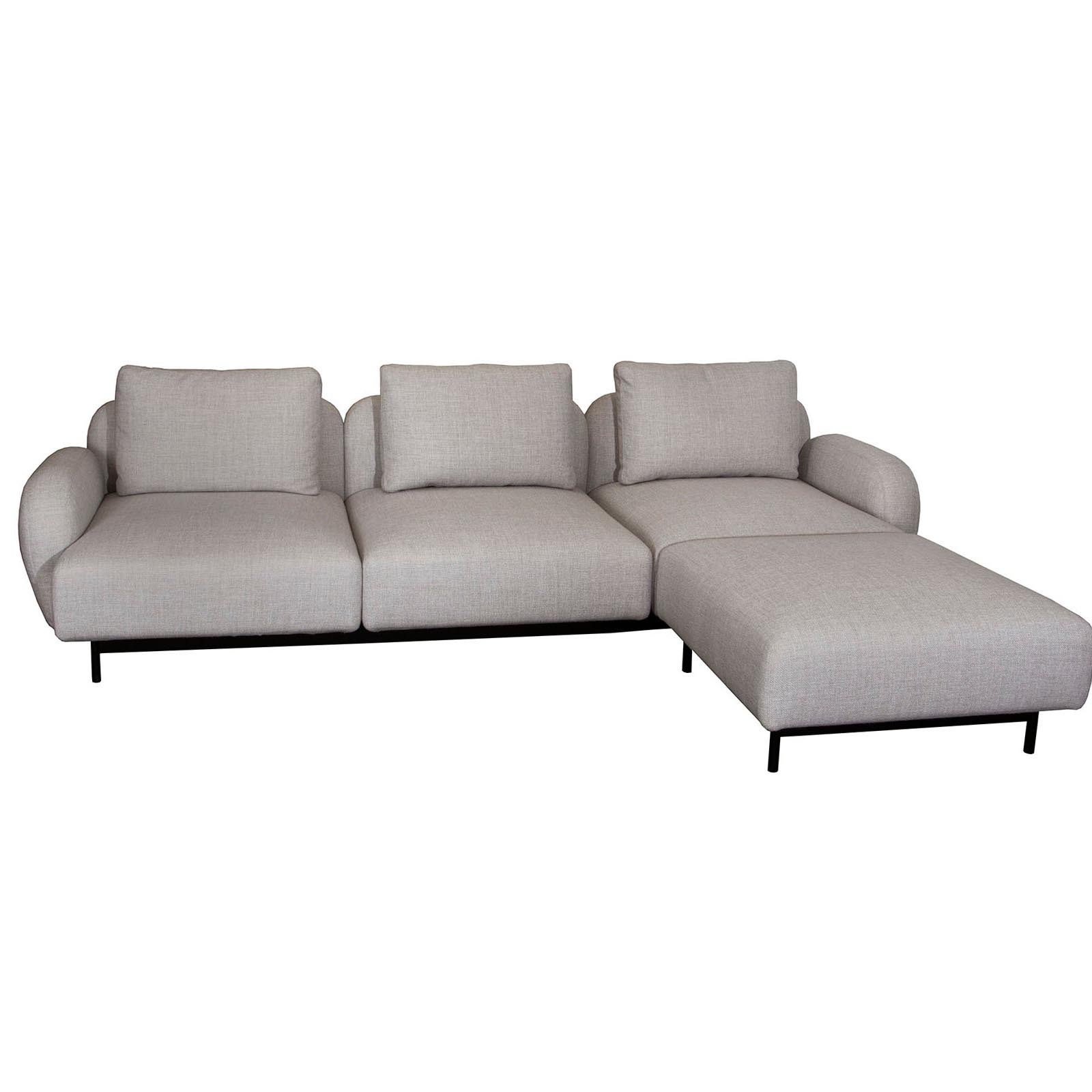 Aura 3-Sitzer Sofa mit niedrigen Armlehnen & Chaise Longue Links 22 aus Cane-line Essence in Light Grey