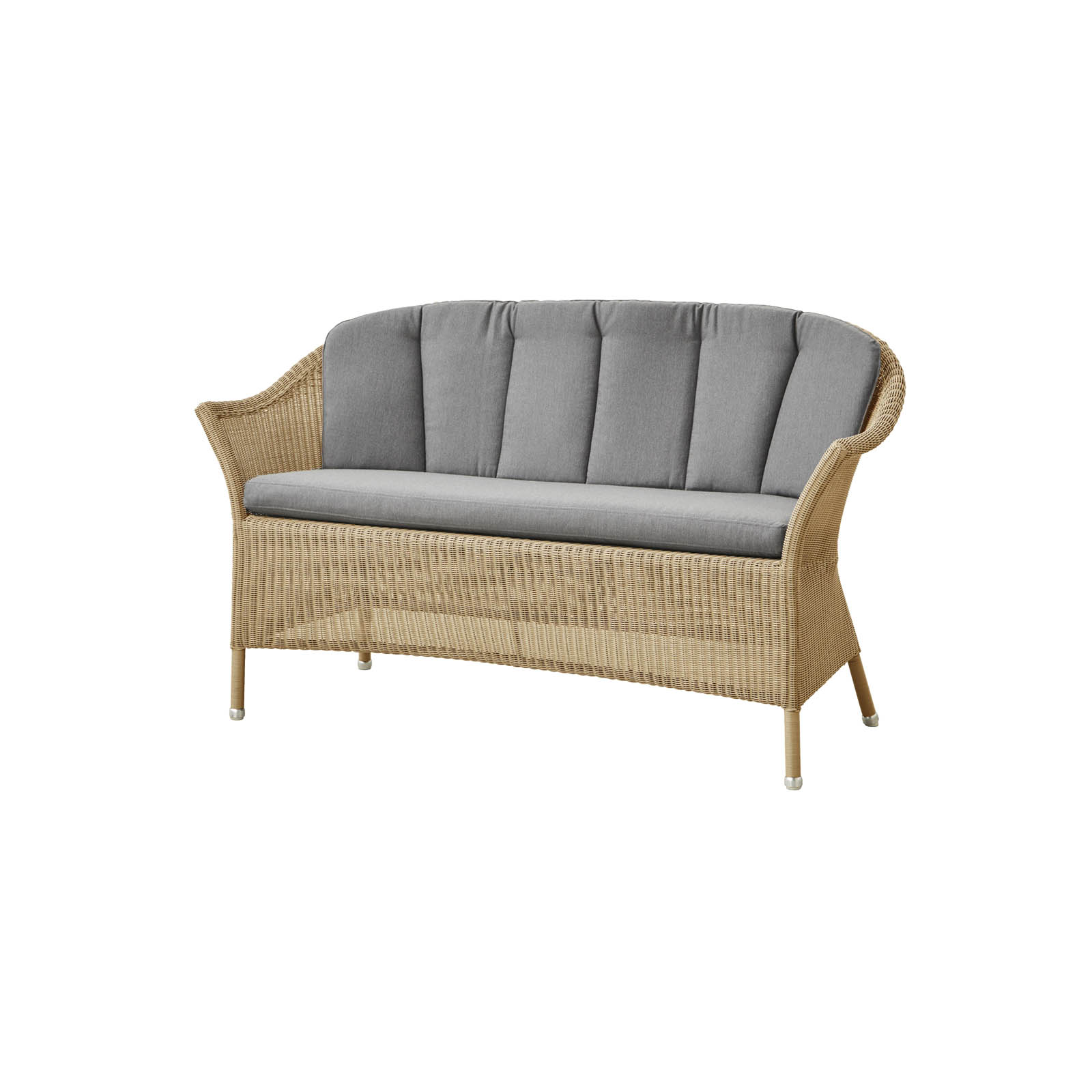 Lansing 2-Sitzer Sofa aus Cane-line Weave in Natural mit Kissen aus Cane-line Natté in Grey