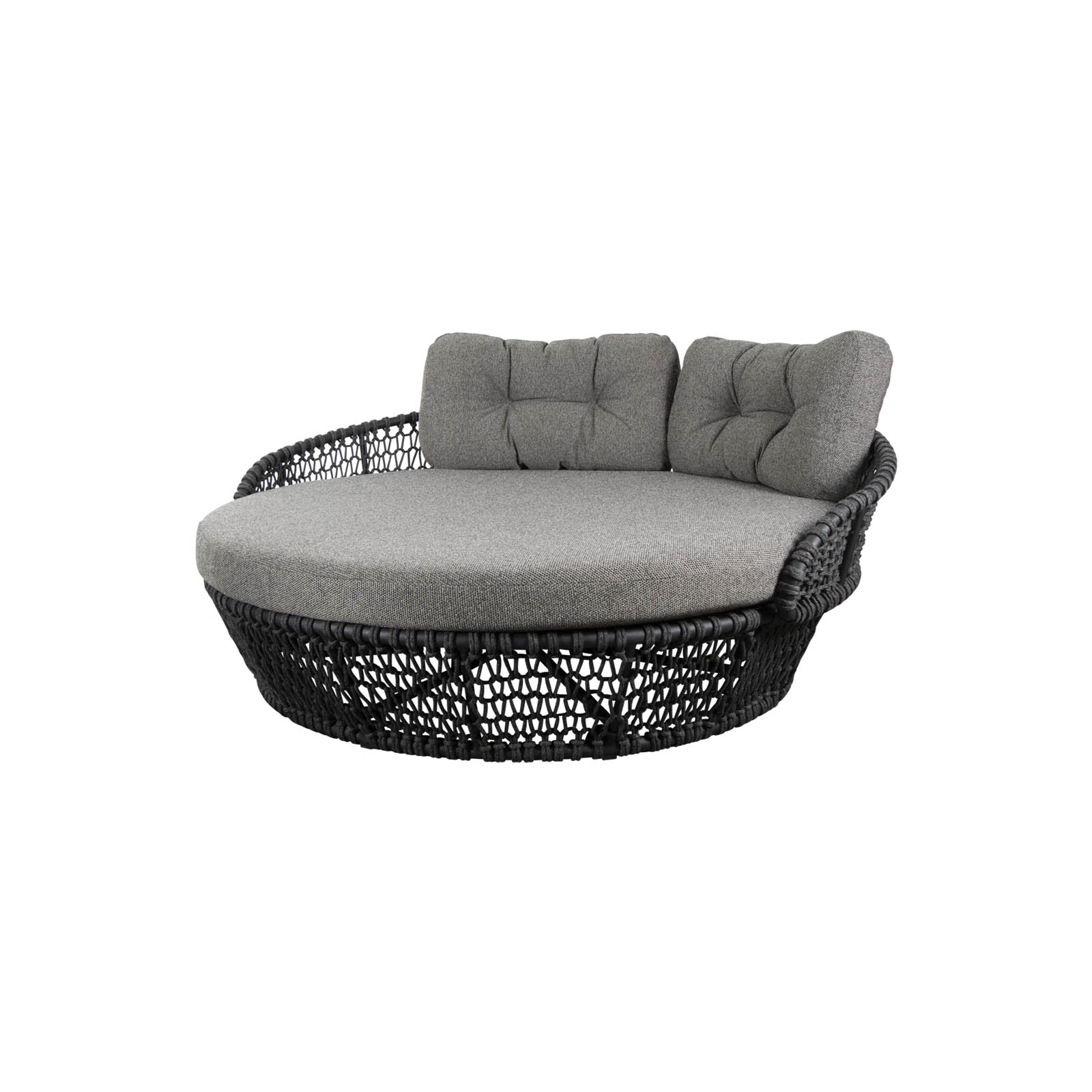 Ocean groß Daybed aus Cane-line Soft Rope in Dark Grey mit Kissen aus Cane-line Wove in Dark Grey
