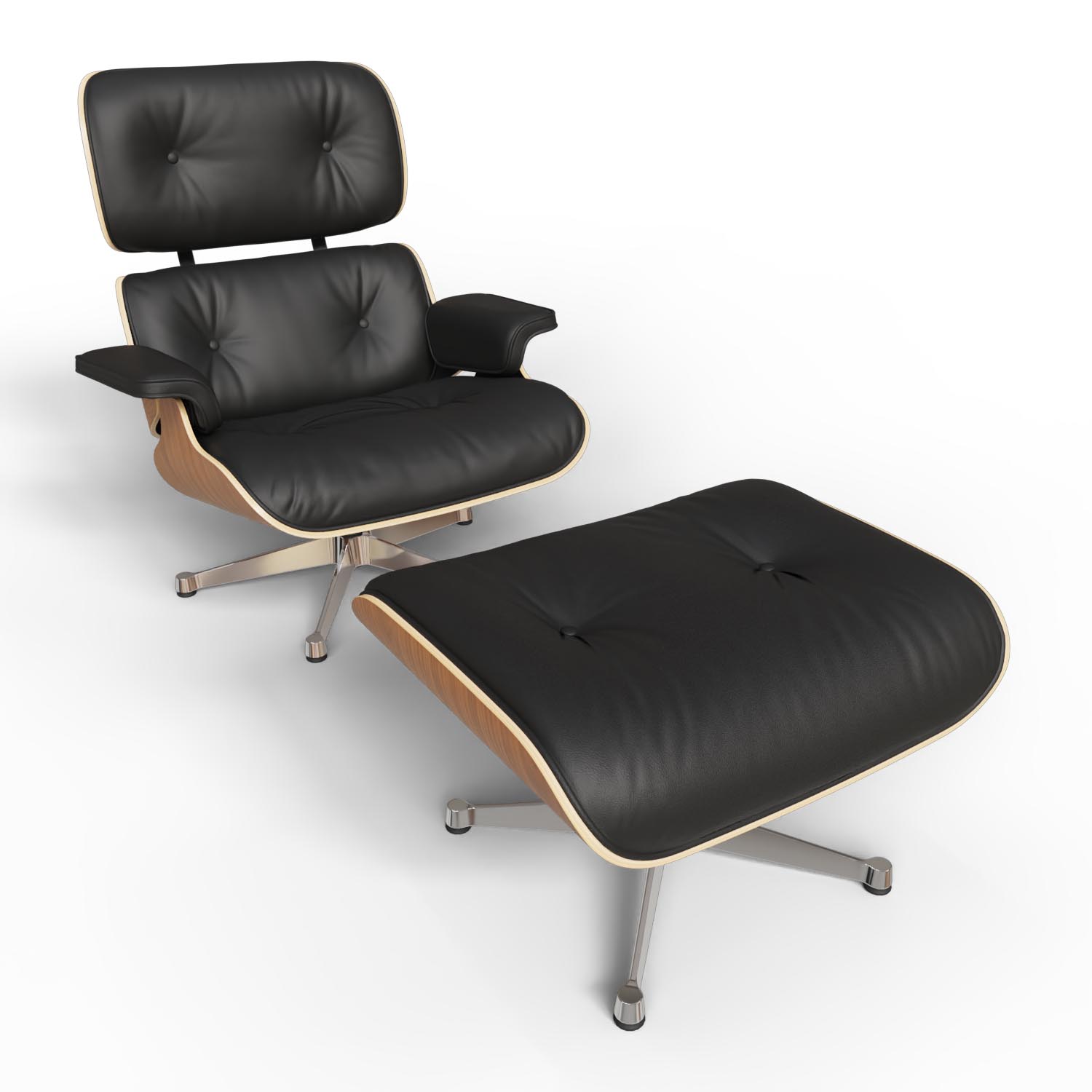 Lounge Chair und Ottoman 41212500 Nussbaumschale Leder in Chocolate