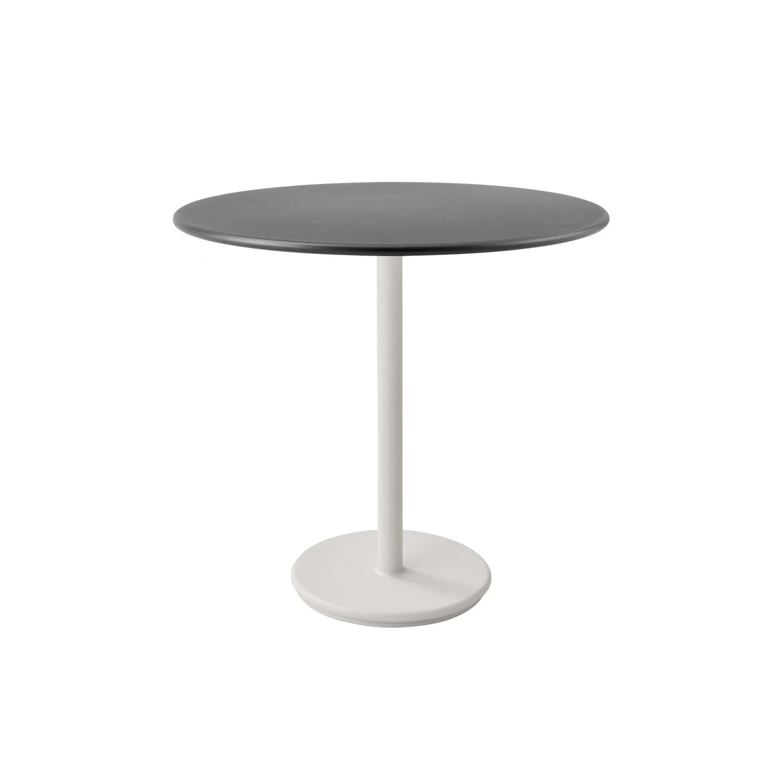 Go Bistrotisch Durchmesser 80 cm aus Aluminium in White mit Tischplatte aus Aluminium in Lava Grey