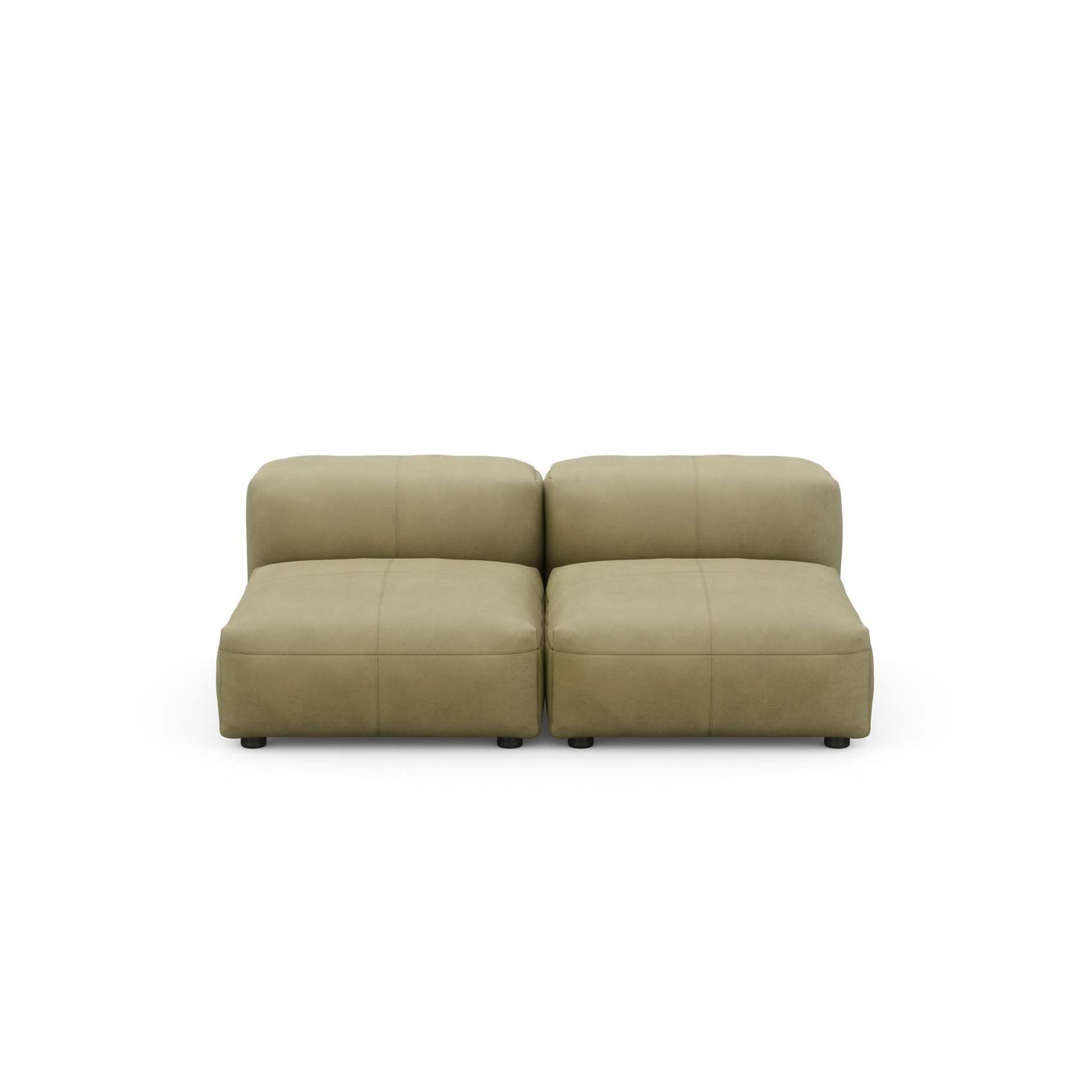 Two Seat Lounge Sofa S Leather Light Olive