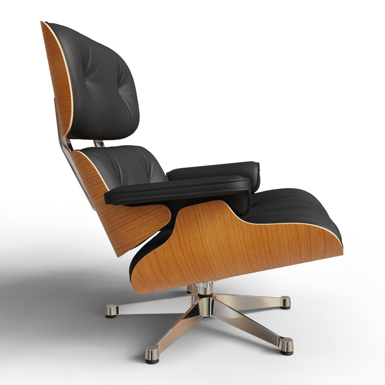 Lounge Chair 41213400  Amerikanischer Kirschbaum Leder in Nero