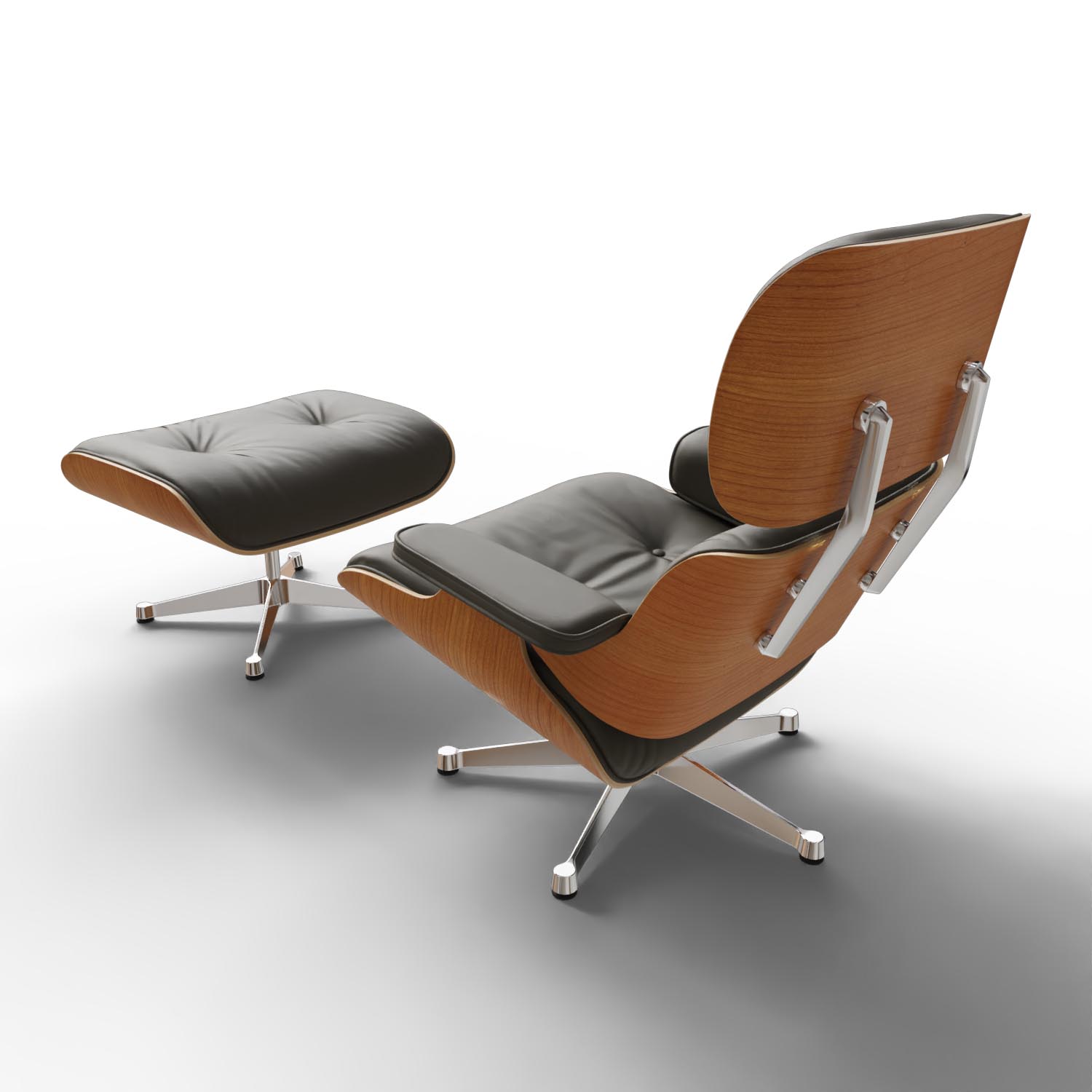 Lounge Chair und Ottoman 41213300 Amerikanischer Kirschbaum Leder in Khaki