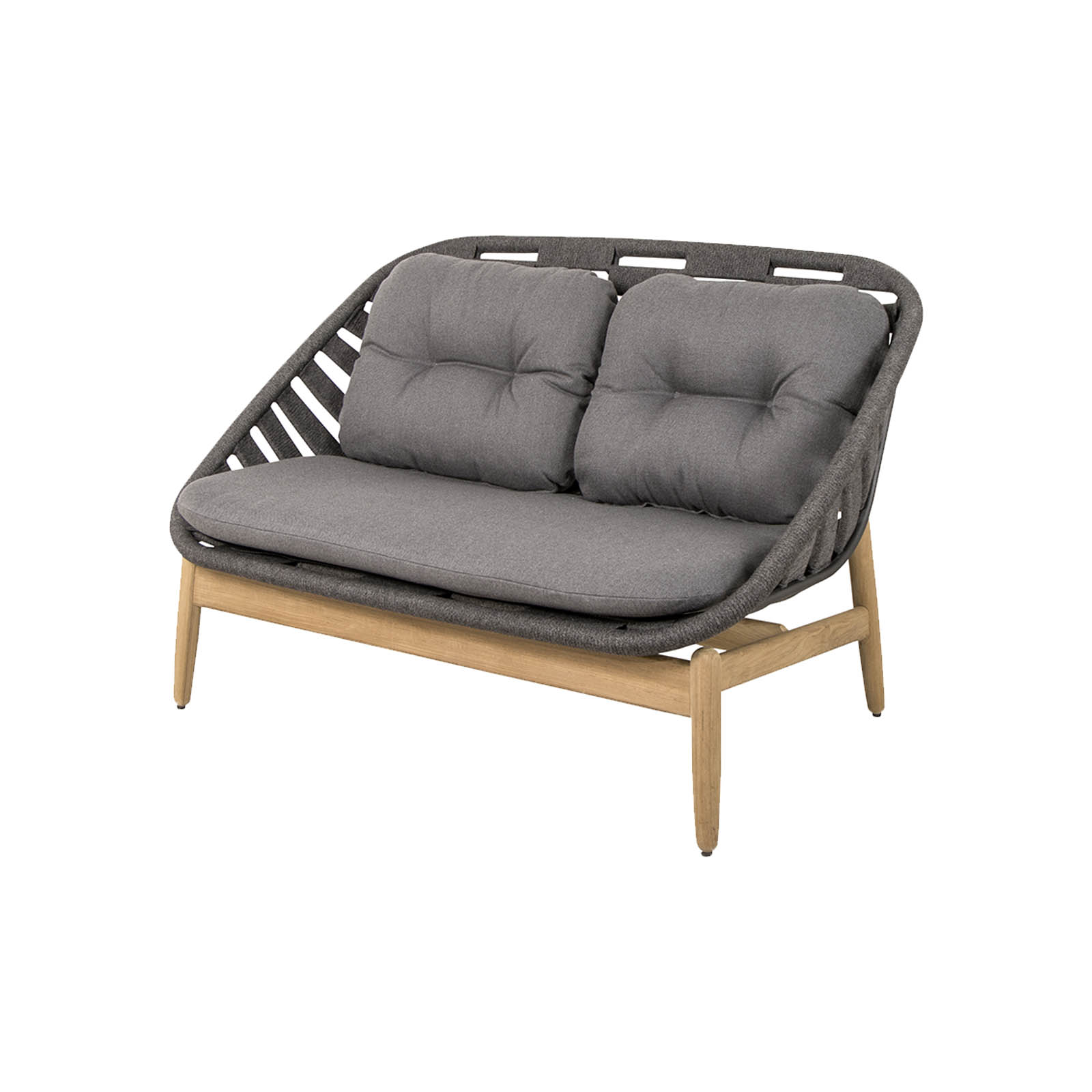 Strington 2-Sitzer Sofa aus Cane-line Soft Rope in Teak mit Kissen aus Cane-line AirTouch in Grey