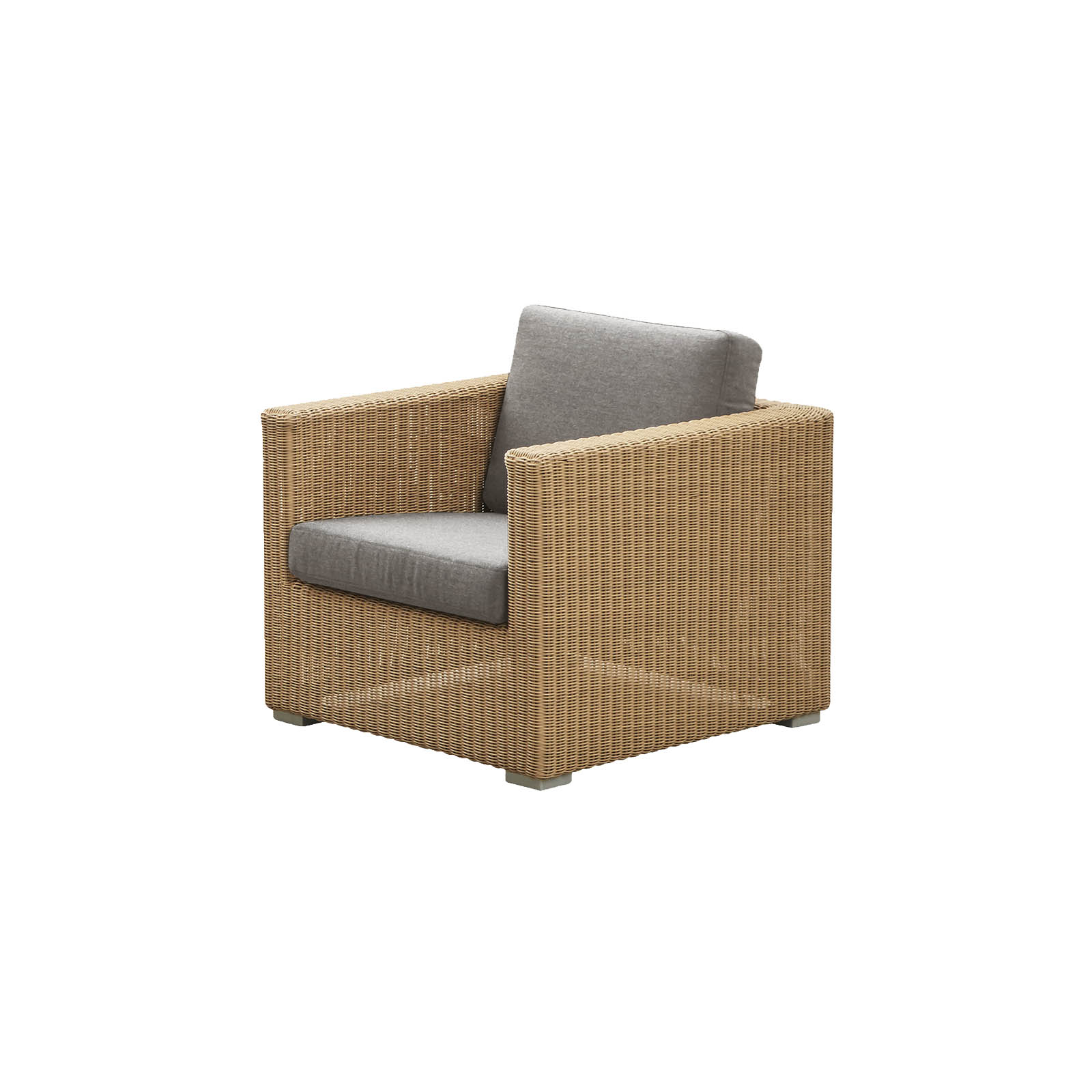 Chester Loungesessel aus Cane-line Weave in Natural mit Kissen aus Cane-line Natté in Taupe
