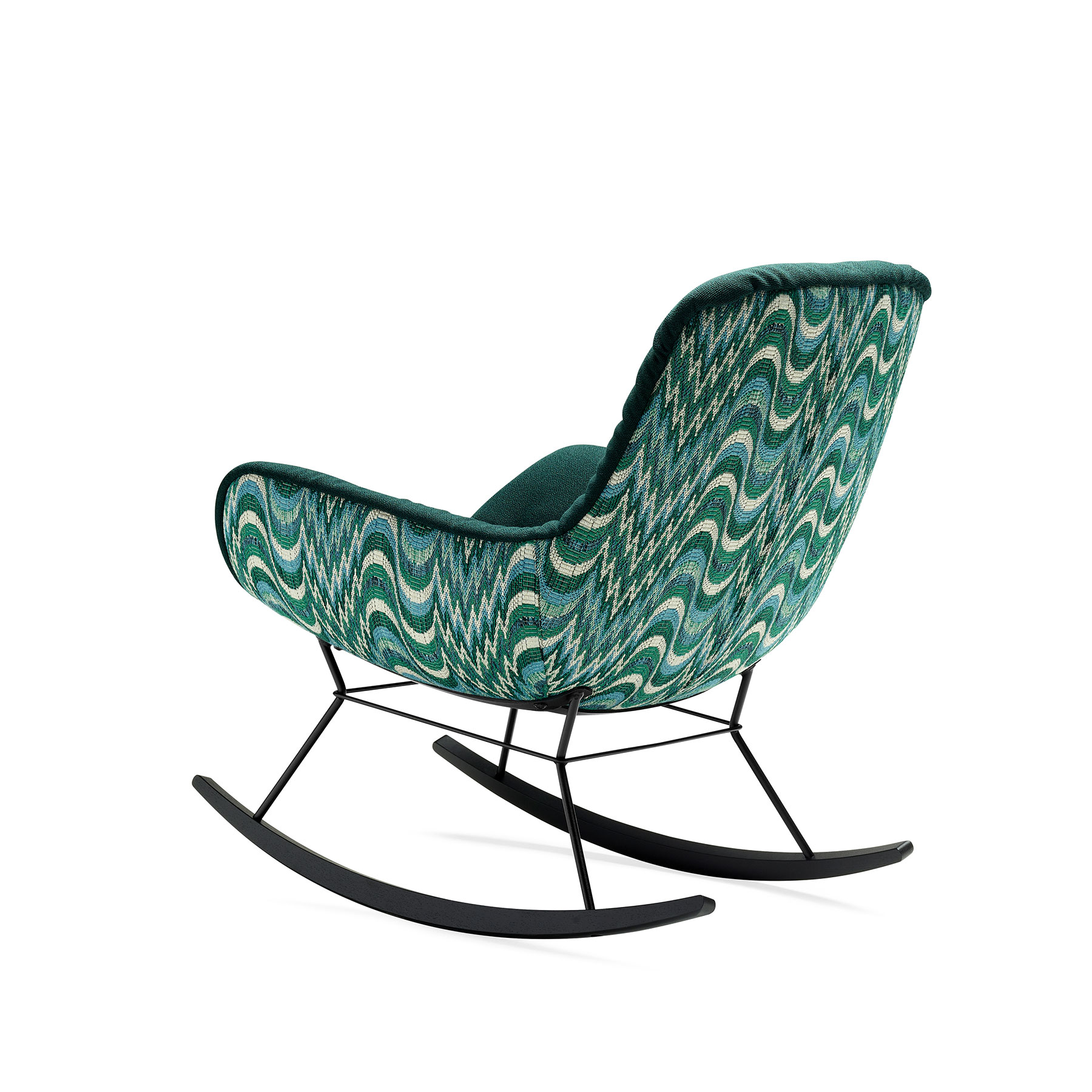 Leya Rocking Lounge Chair aus Stoff in Grüntönen