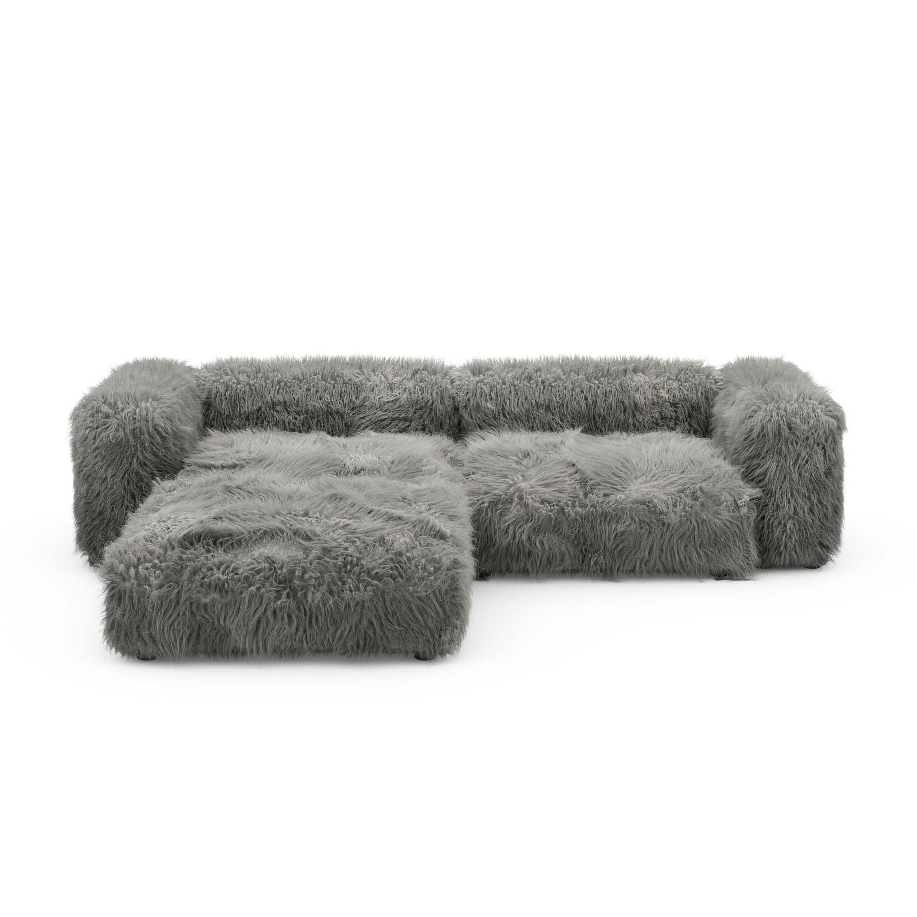 Corner Sofa L Flokati Grey