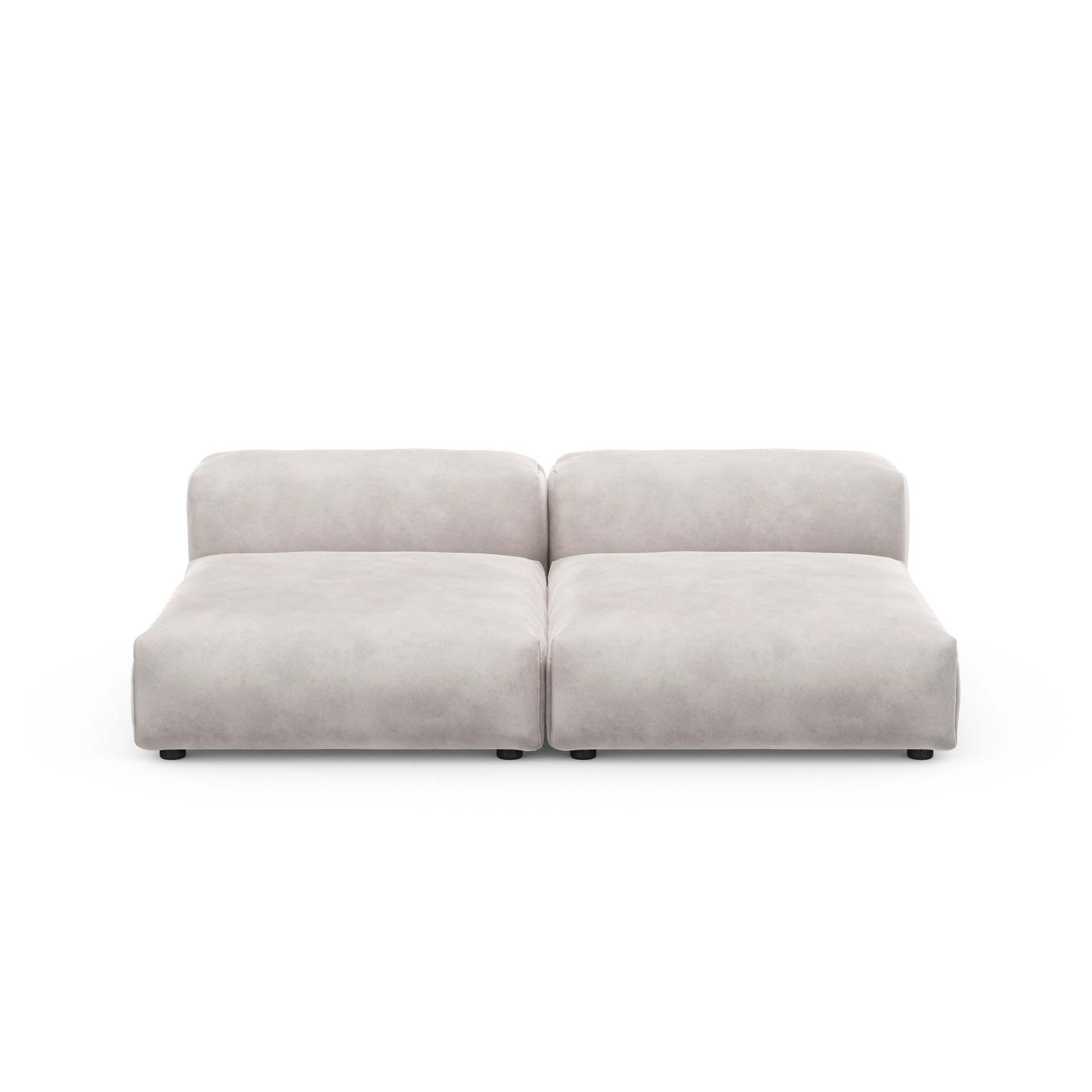 Two Seat Lounge Sofa L Velvet Light Grey