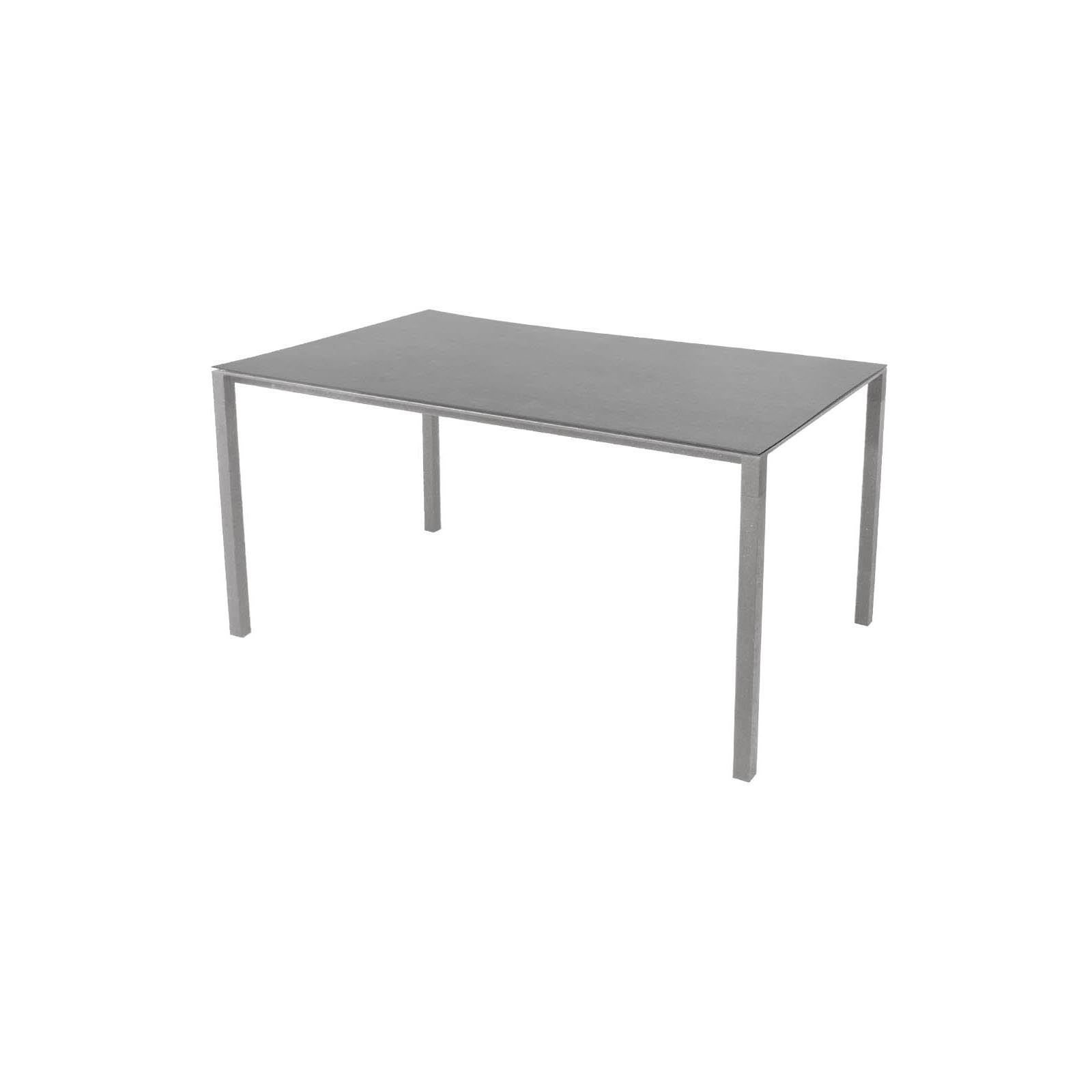 Pure Tisch 150x90 cm aus Aluminium in Lava Grey mit Tischplatte aus Ceramic in Fossil Black
