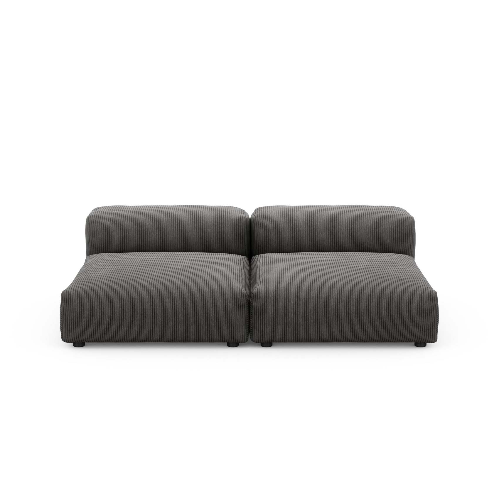 Two Seat Lounge Sofa L Cord Velours Dark Grey