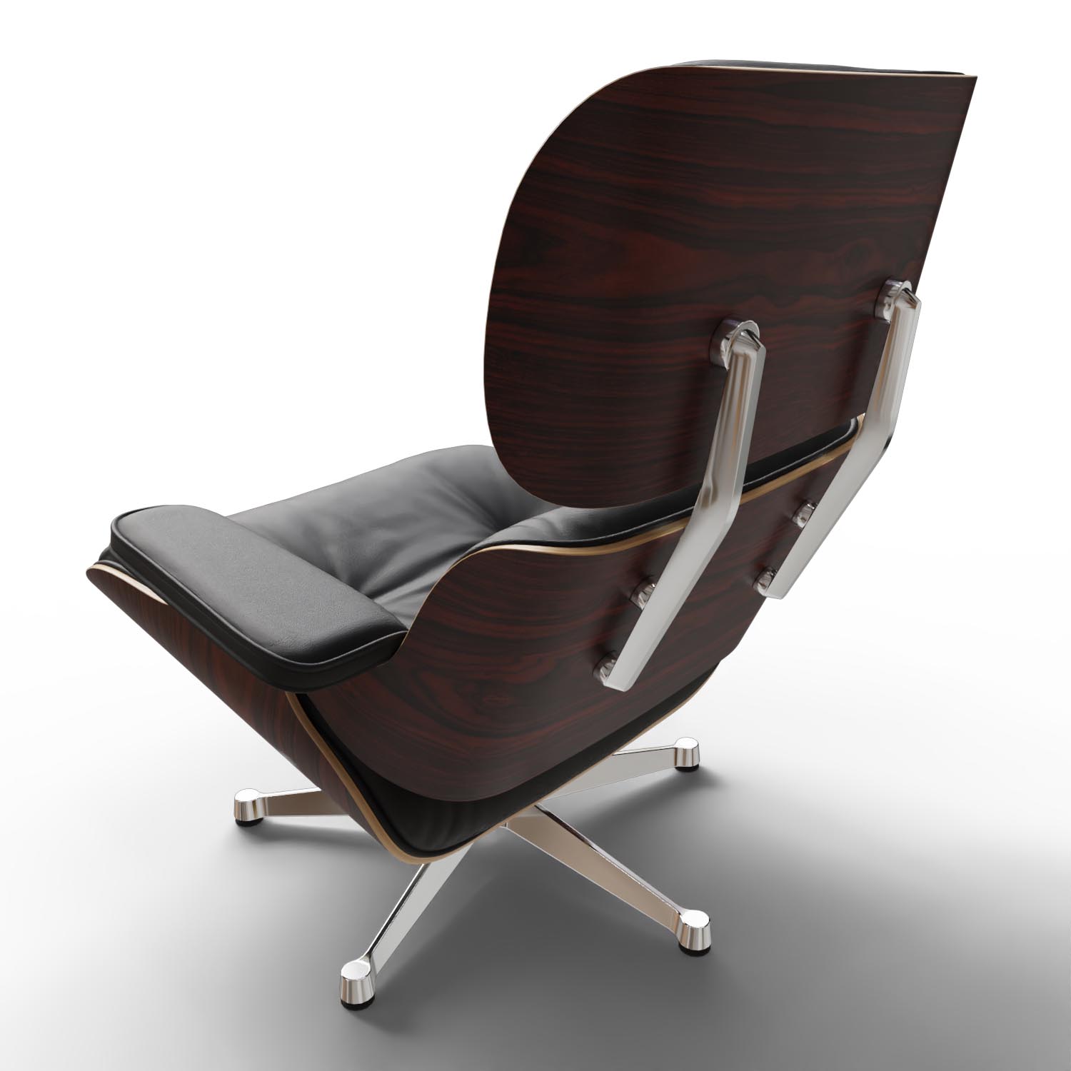 Lounge Chair 41212300 Santos Palisander Leder Nero Gestell Aluminium poliert