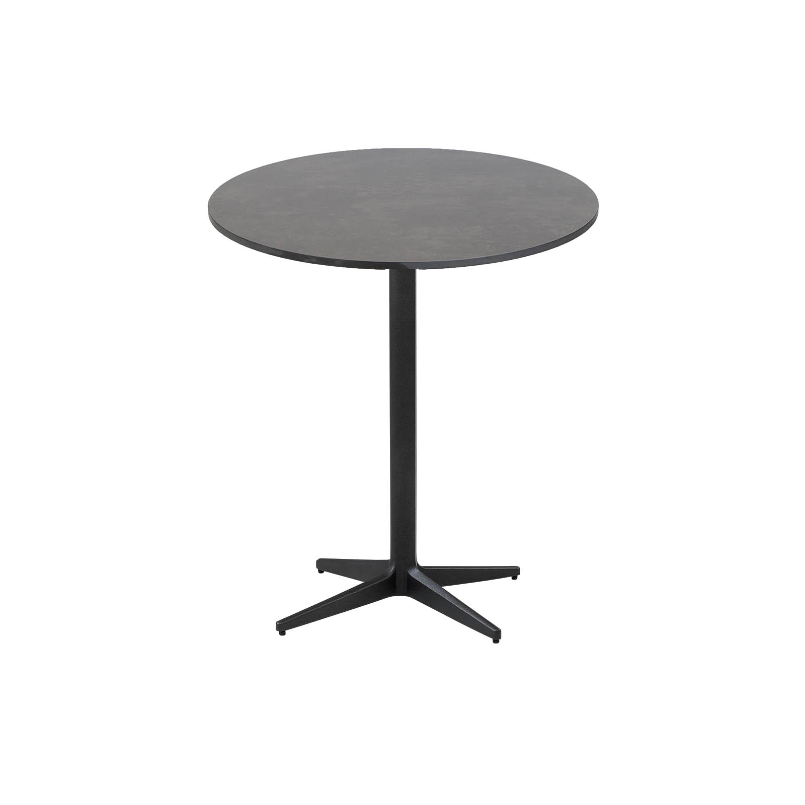 Drop Bistrotisch Durchmesser 70 cm aus Aluminium in Lava Grey mit Tischplatte aus HPL in Dark Grey