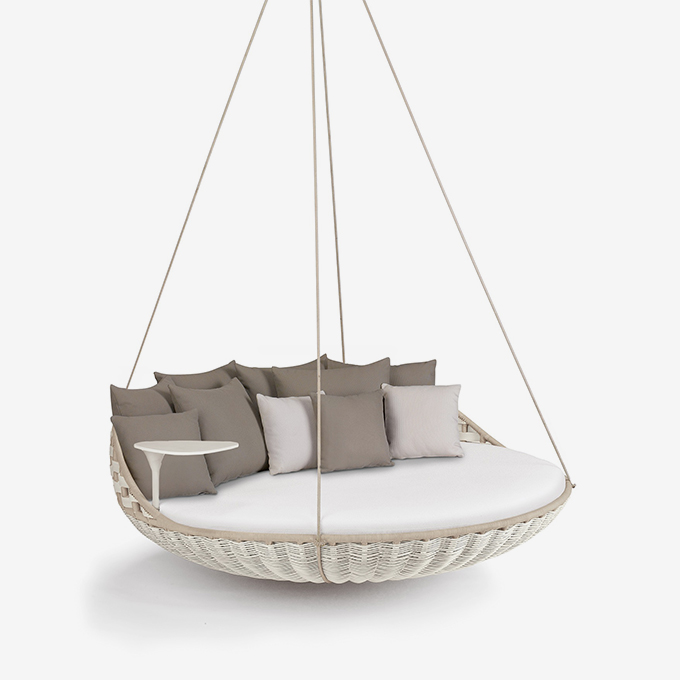 Hanging Lounger Swingrest - Geflecht Chalk Sitzkissen Cool White
