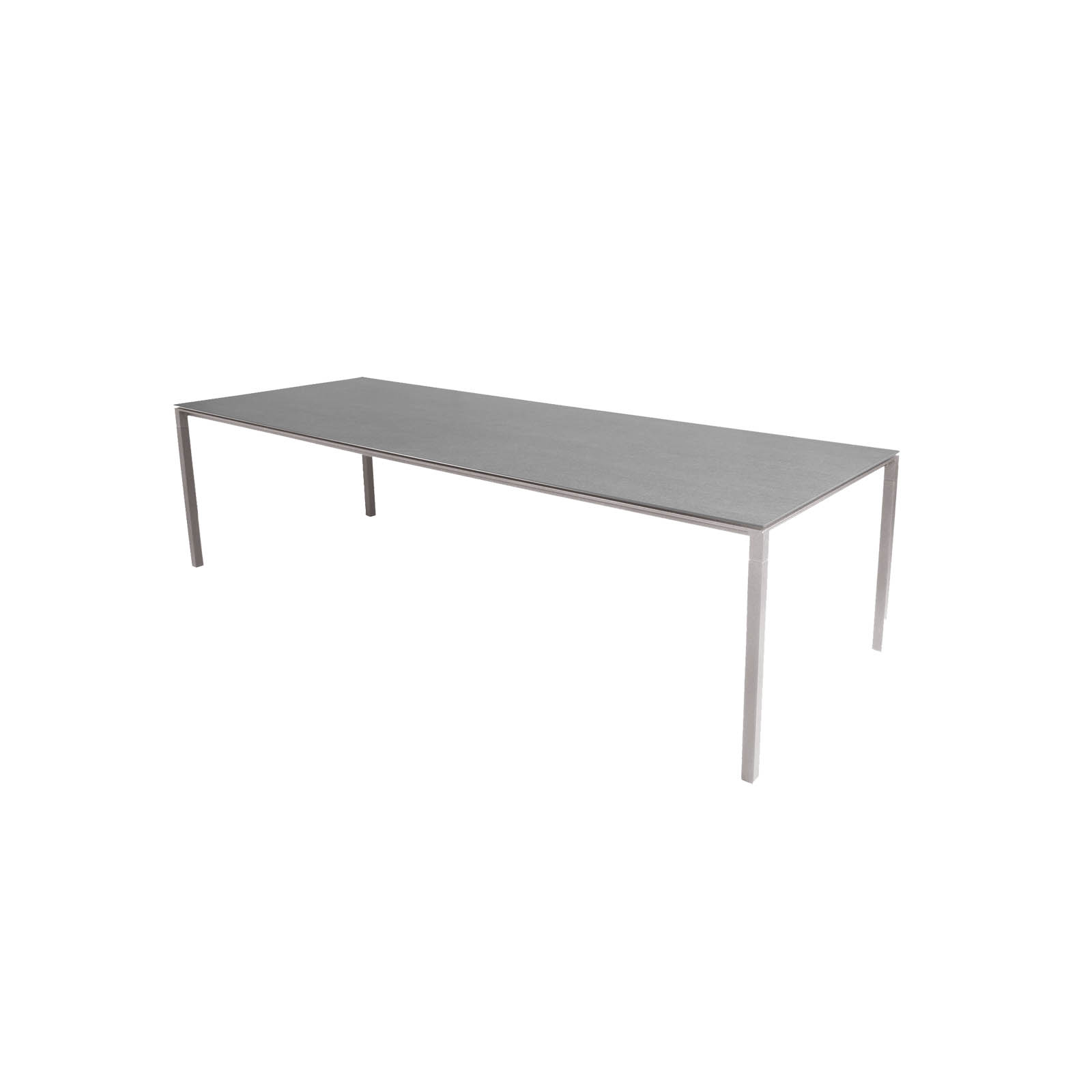 Pure Tisch 280x100 cm aus Aluminium in Lava Grey mit Tischplatte aus Ceramic in Concrete Grey