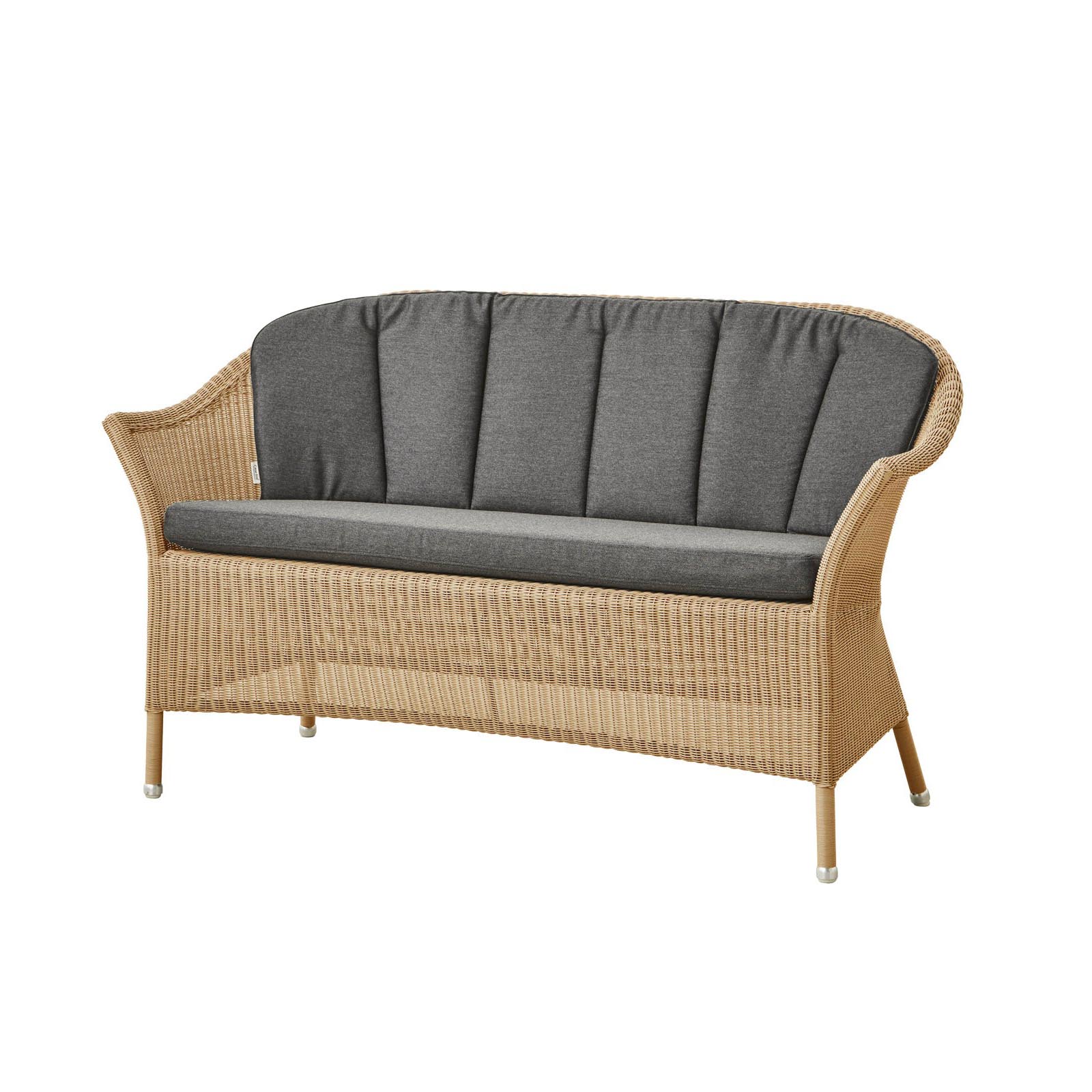 Lansing 2-Sitzer Sofa aus Cane-line Weave in Taupe mit Kissen aus Cane-line Natté in White