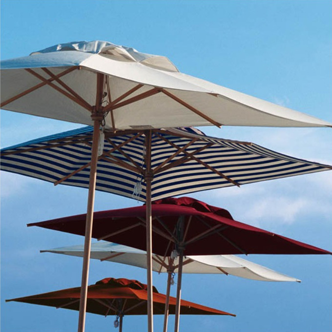 Klassiker Sonnenschirm Quadratisch mit 350 x 350cm, Bespannung in Weiß #02