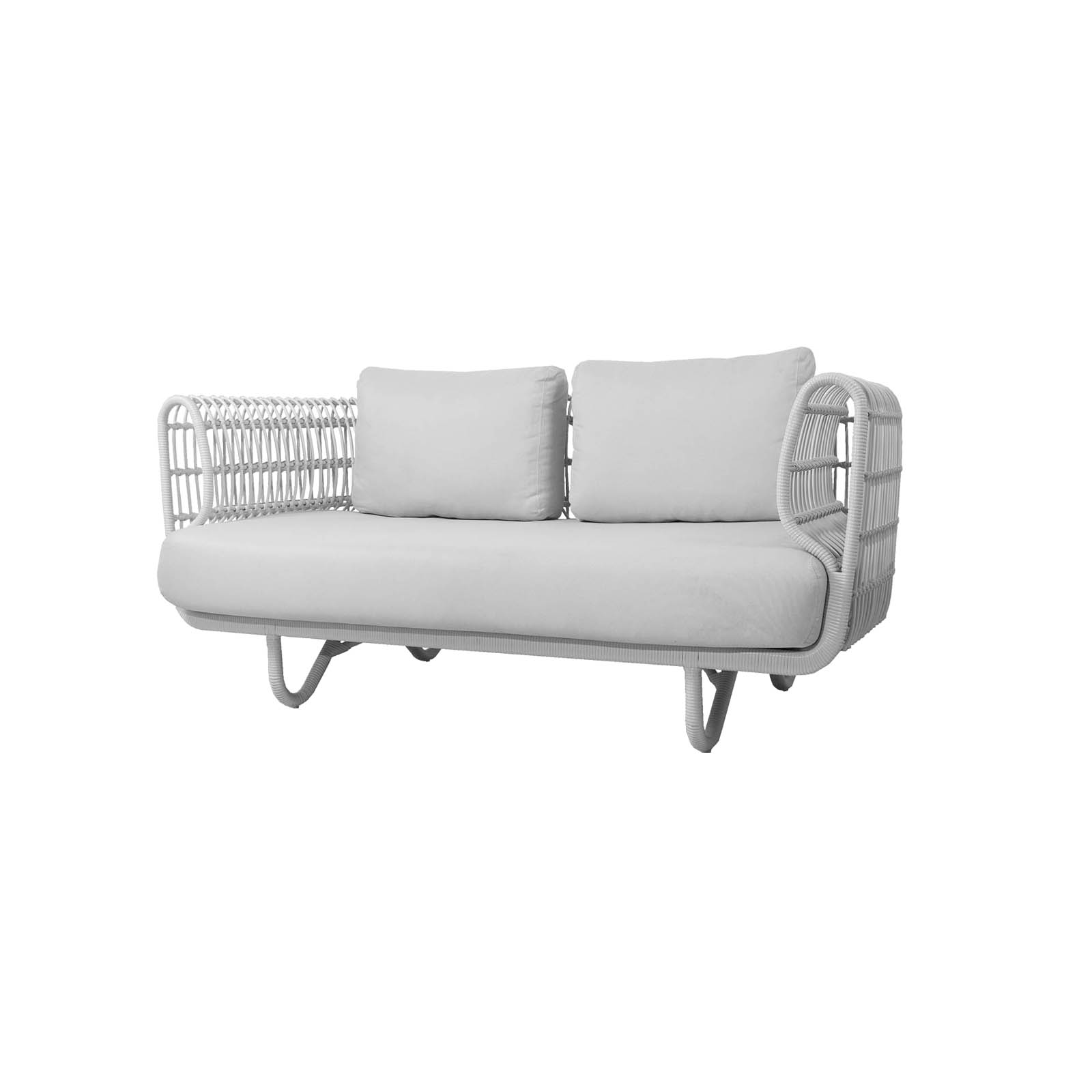 Nest 2-Sitzer Sofa aus Cane-line Weave in White mit Kissen aus Cane-line Natté in White