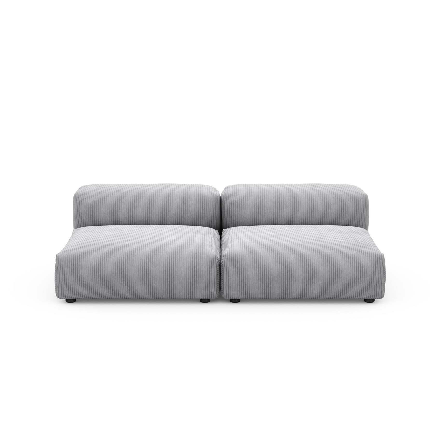 Two Seat Lounge Sofa M Cord Velours Light Grey