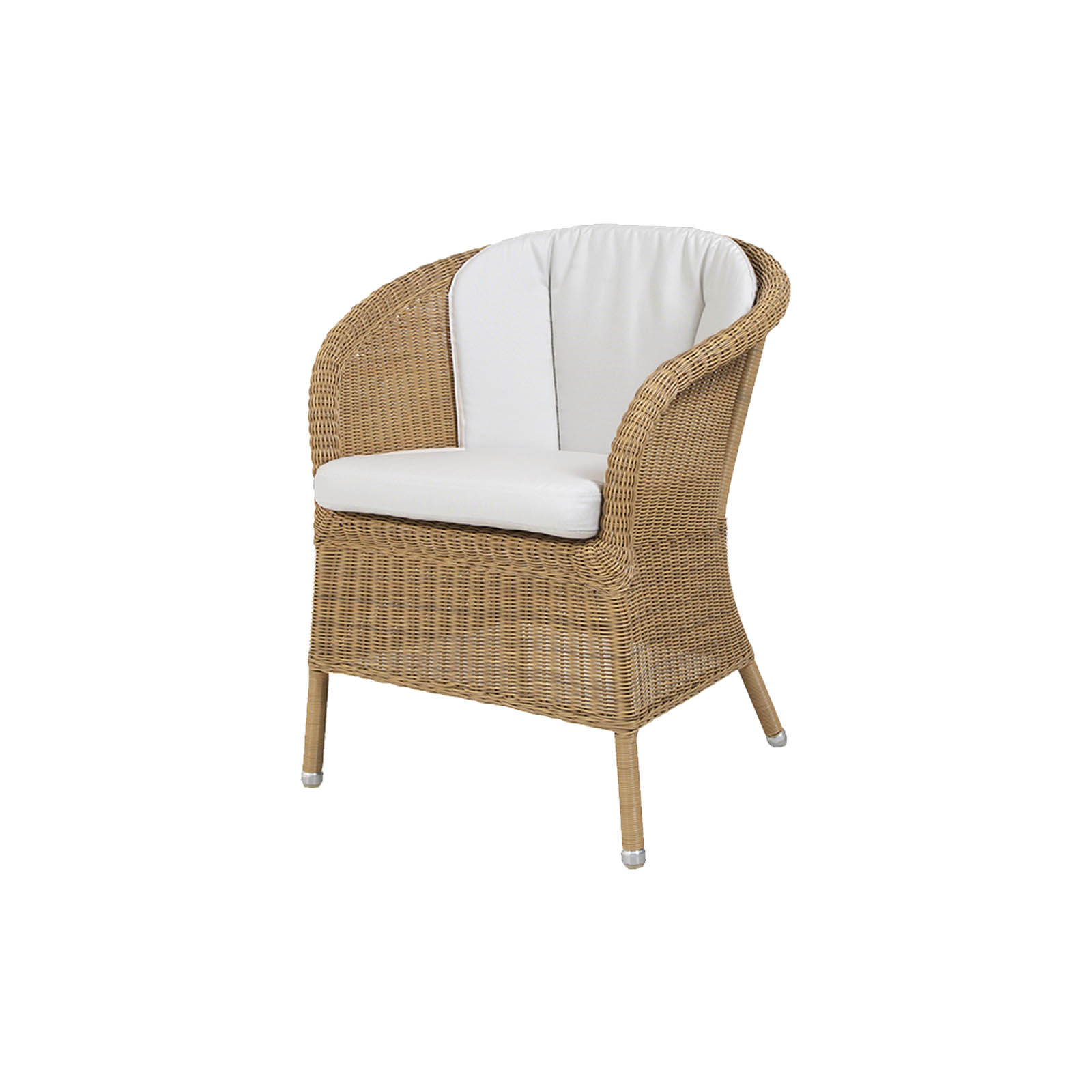 Derby Stuhl aus Cane-line Weave in Natural mit Kissen aus Cane-line Natté in White und Kissen aus Cane-line Natté in White
