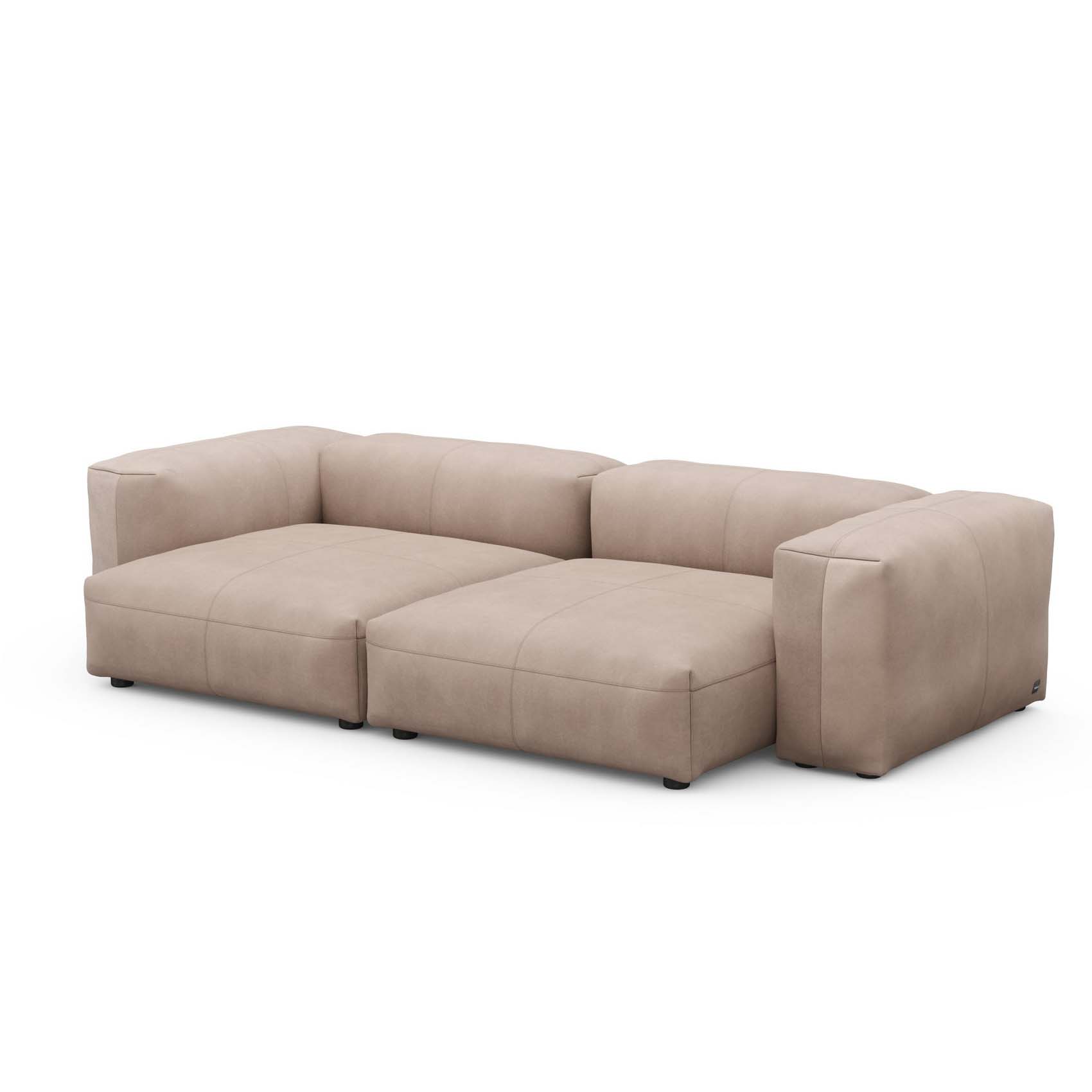 Two Seat Sofa L Leather Stone