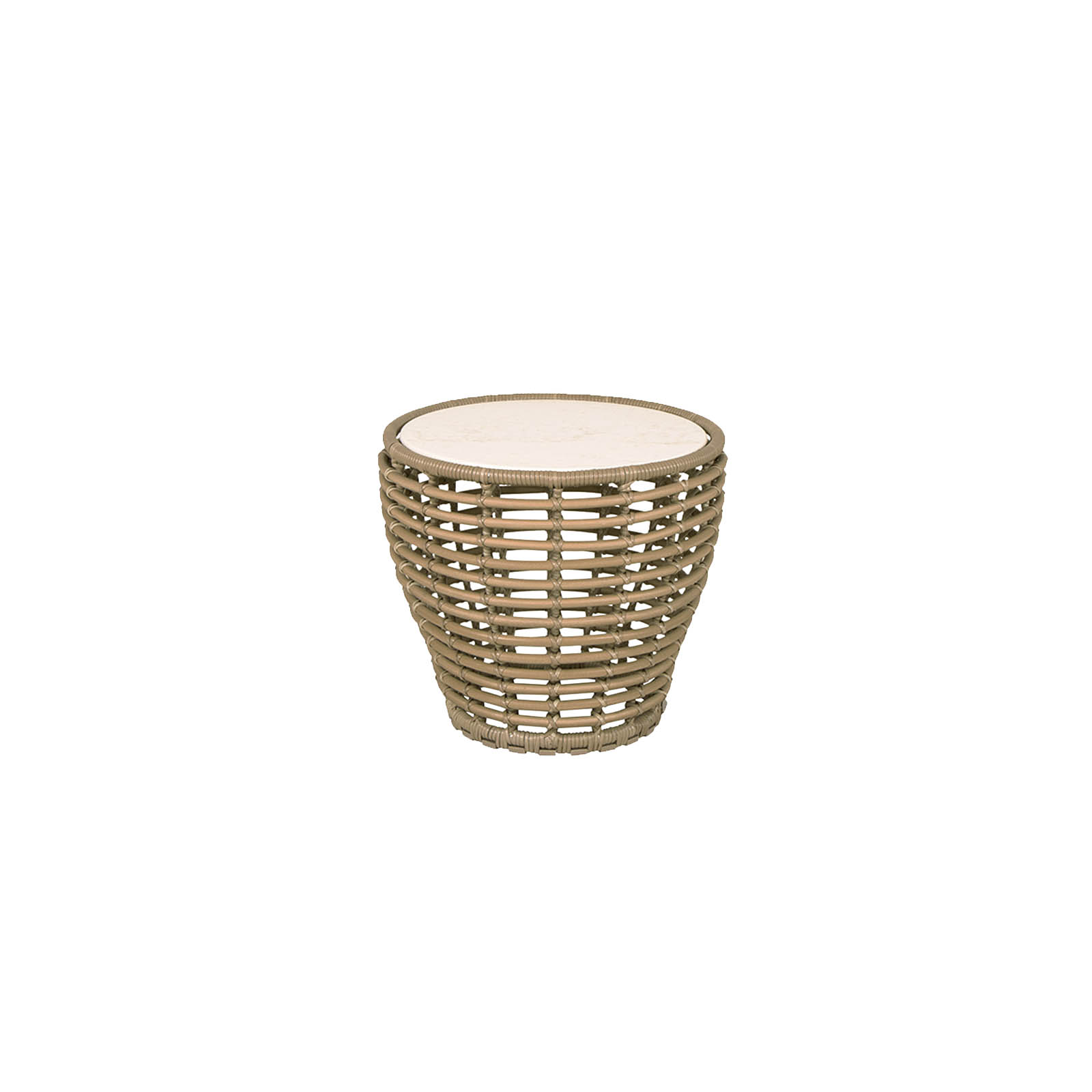 Basket Couchtisch klein aus Cane-line Weave in Natural mit Tischplatte aus Ceramic in Travert