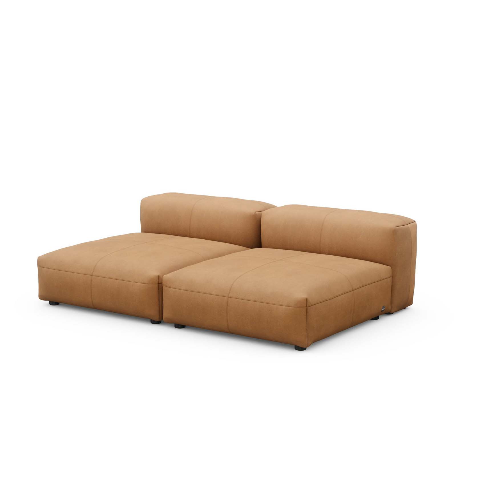 Two Seat Lounge Sofa L Leather Brown