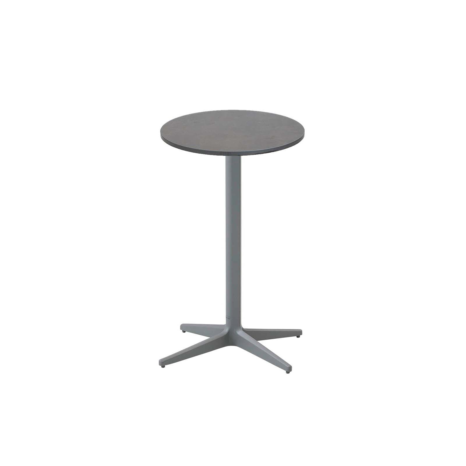 Drop Bistrotisch Durchmesser 45 cm aus Aluminium in Light Grey mit Tischplatte aus HPL in Dark Grey