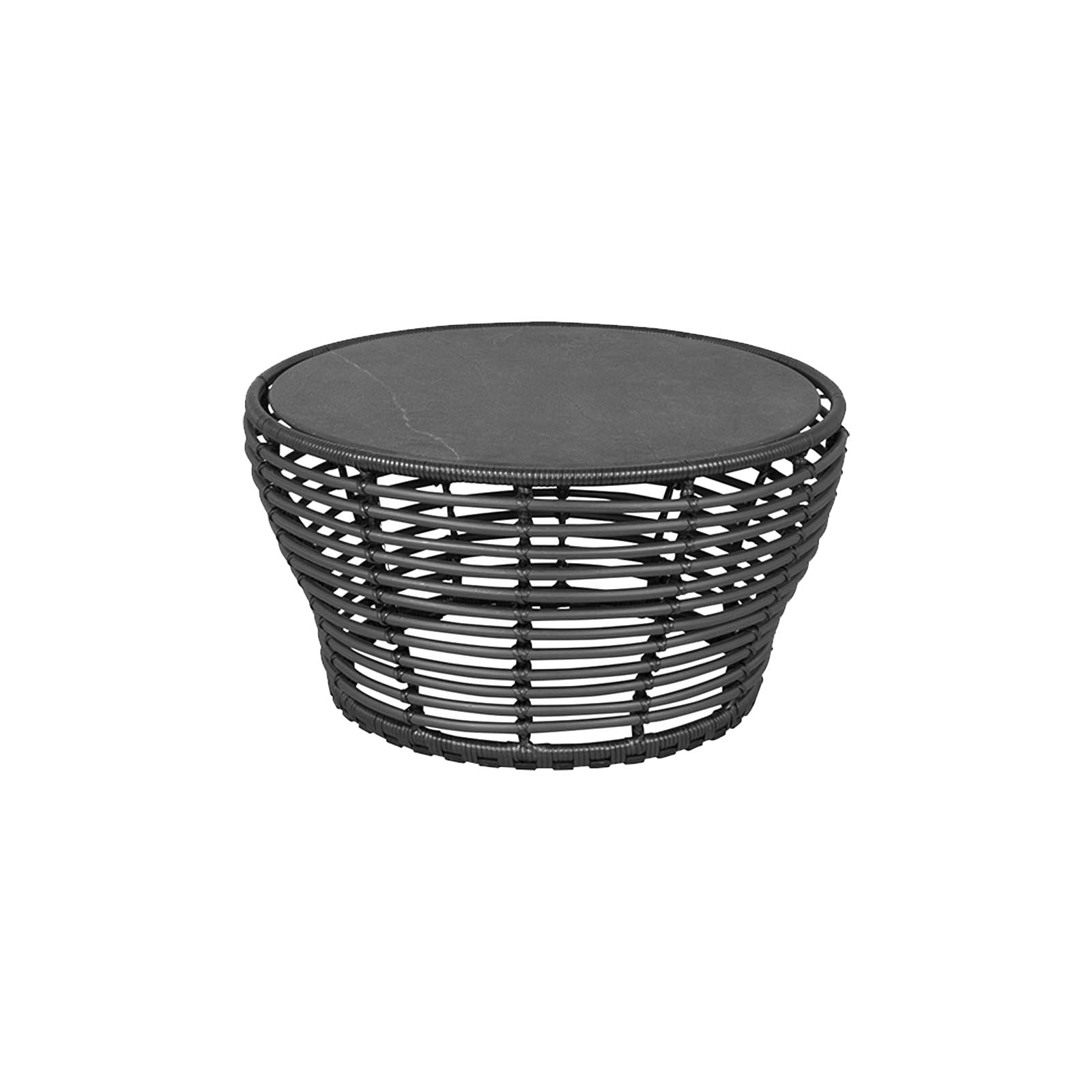Couchtisch medium Basket aus CL Weave in Graphite mit Tischplatte aus Ceramic in Fossil Black