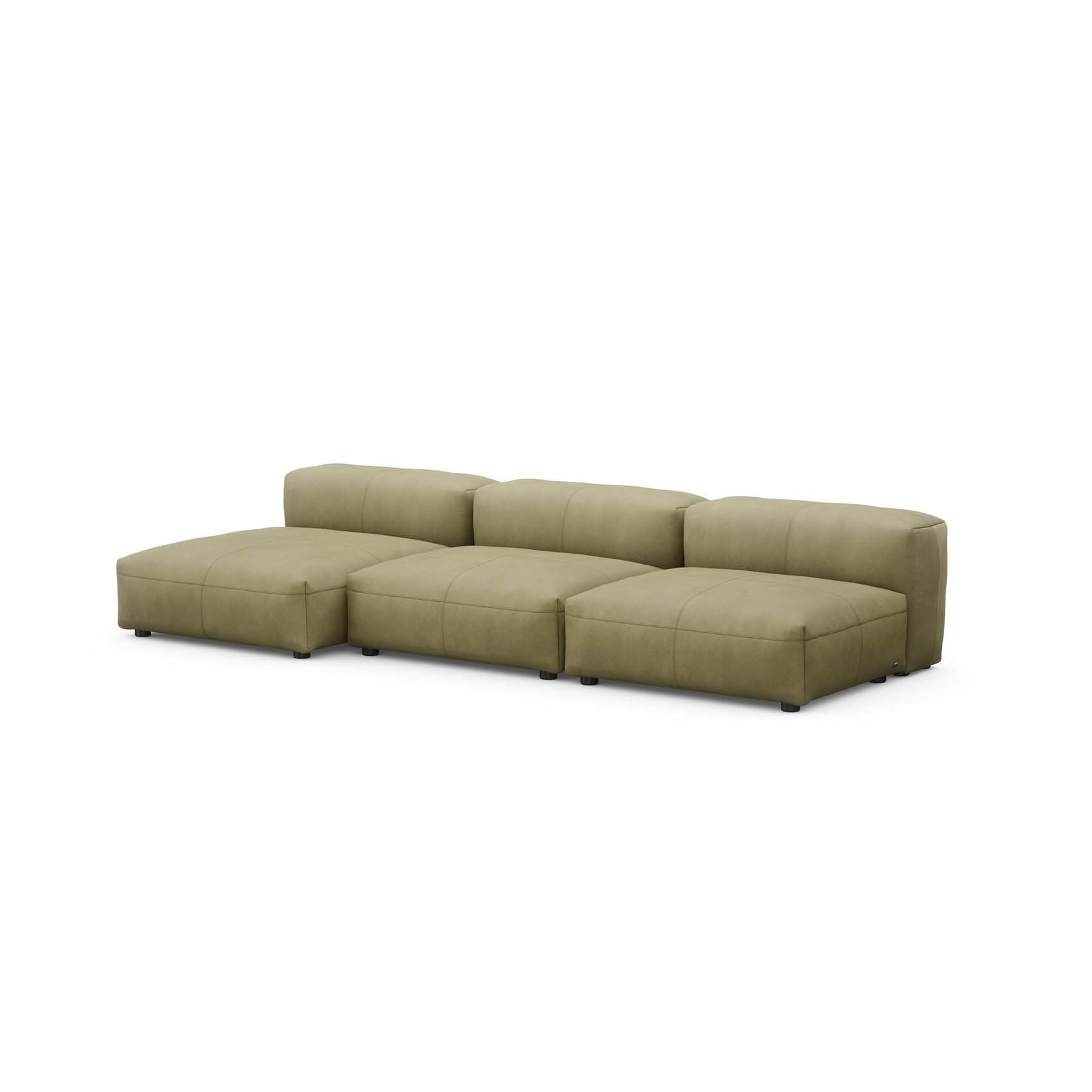 Three Seat Sofa L Leather Olive