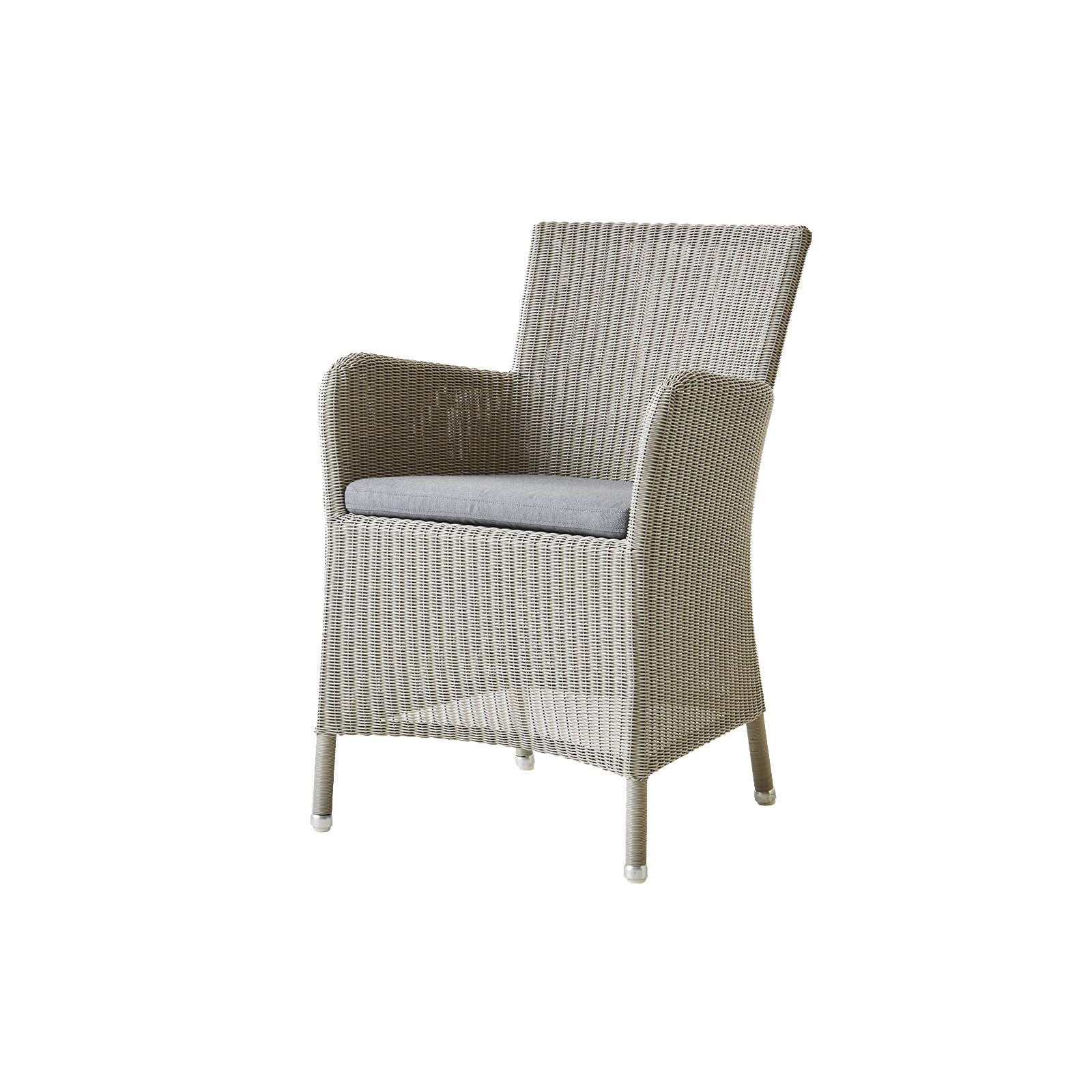 Hampsted Stuhl aus Cane-line Weave in Taupe mit Kissen aus Cane-line Natté in Grey
