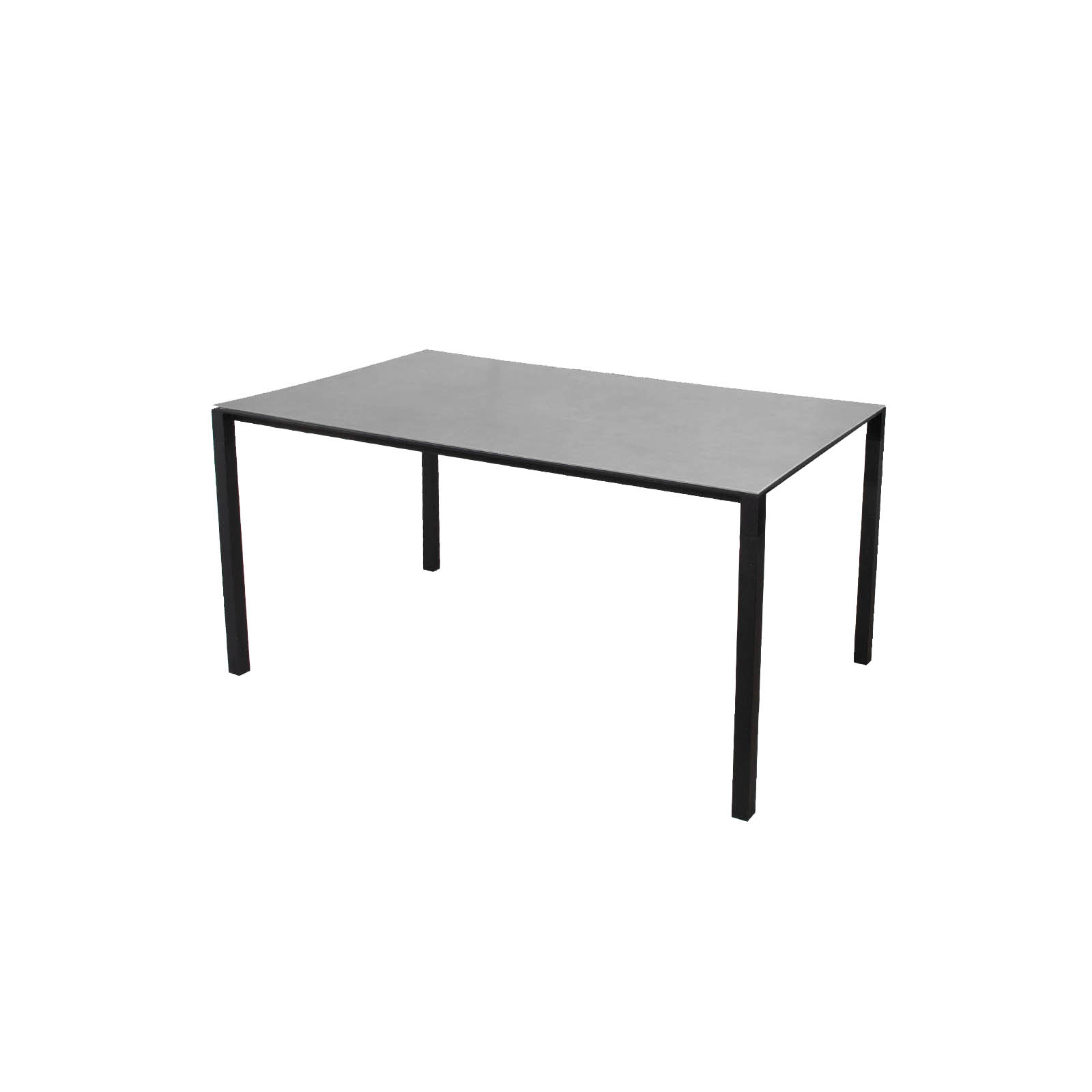 Pure Tisch 150x90 cm aus Aluminium in Lava Grey mit Tischplatte aus Ceramic in Concrete Grey