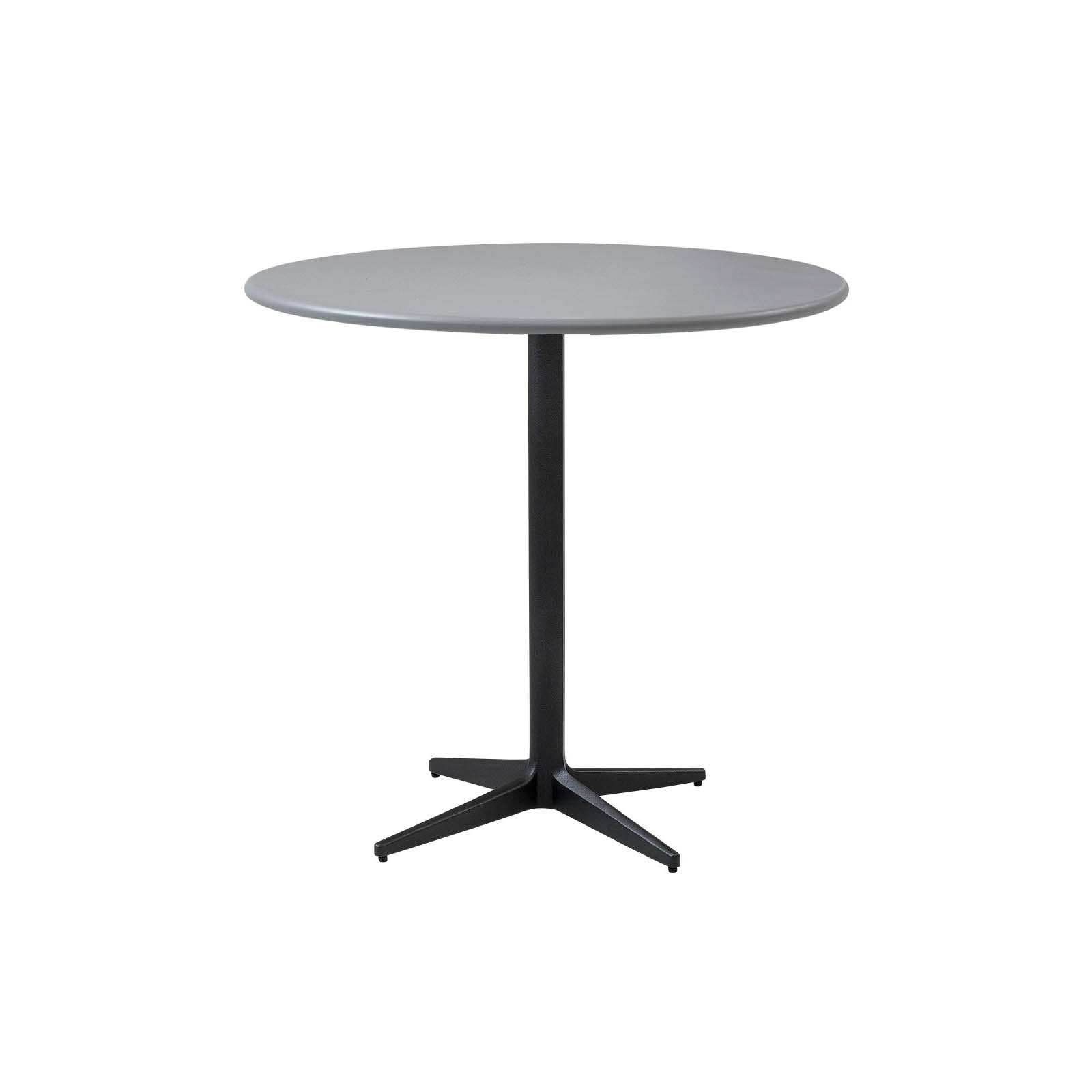 Drop Bistrotisch Durchmesser 80 cm aus Aluminium in Lava Grey mit Tischplatte aus Aluminium in Light Grey
