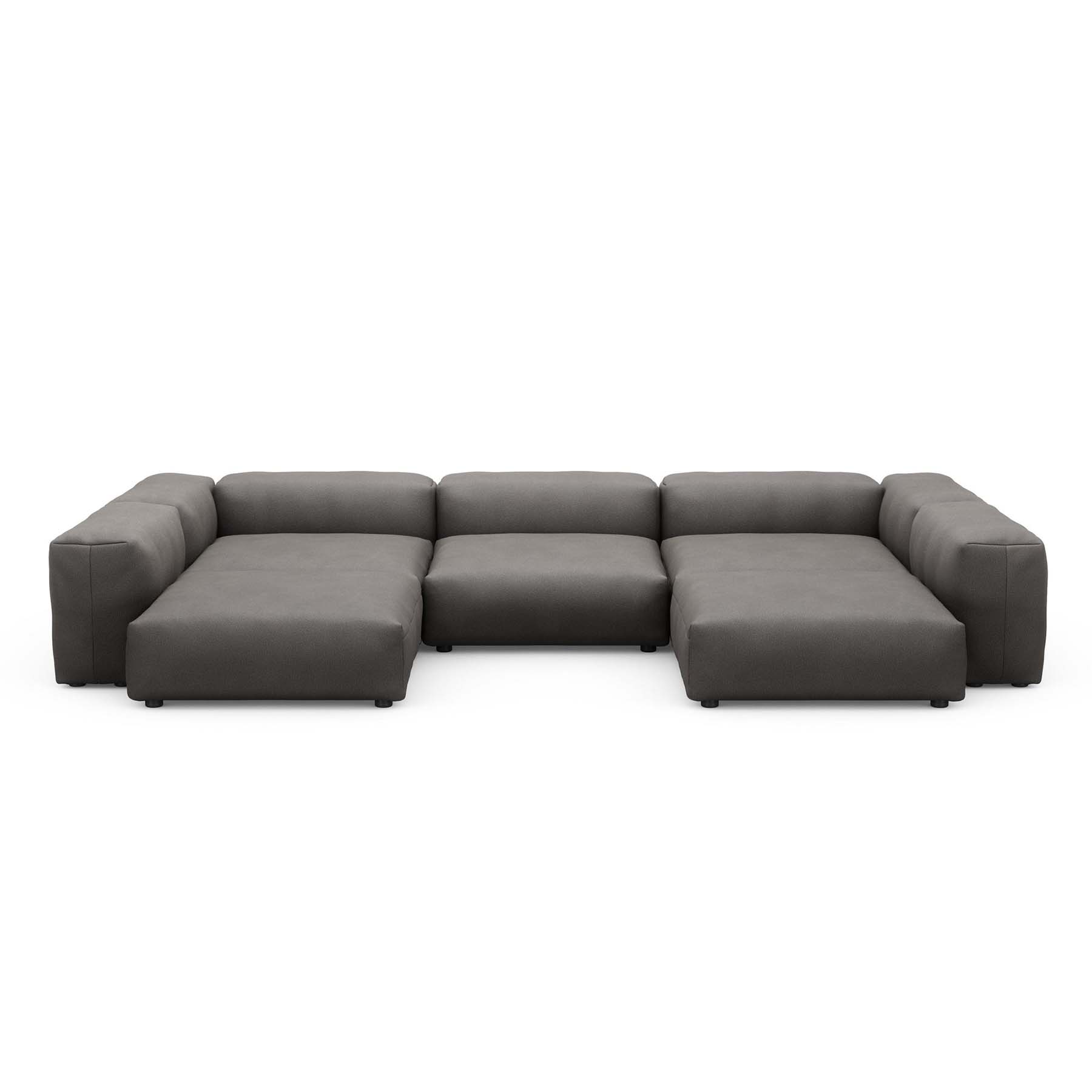 U-Shape Sofa L Herringbone Dark Grey