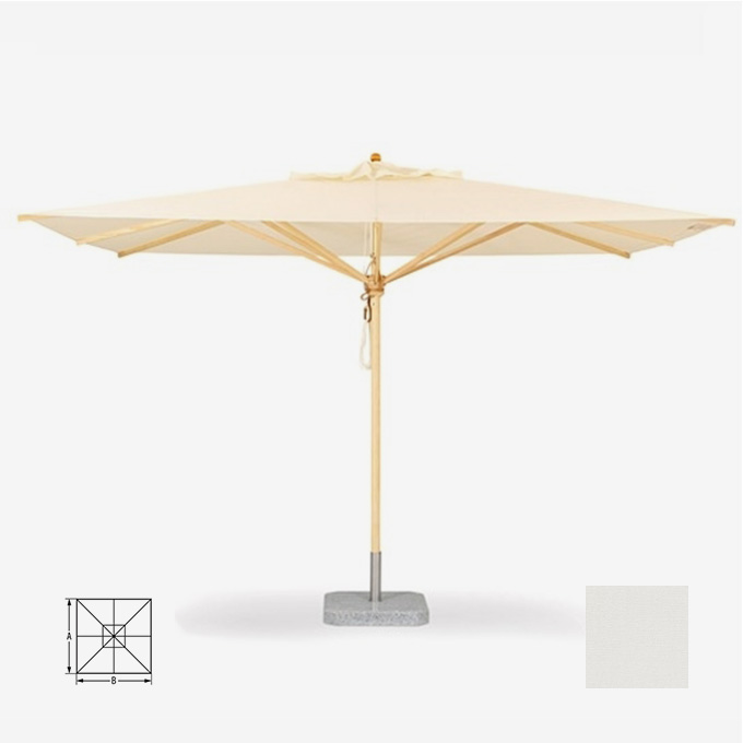 Klassiker Sonnenschirm Quadratisch mit 210 x 210cm, Bespannung in Weiß #02