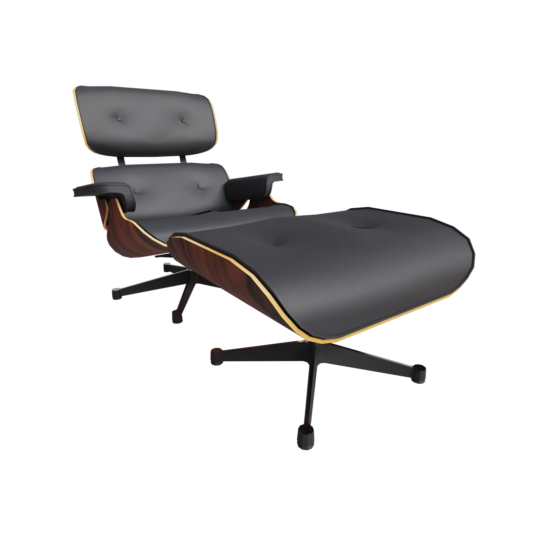 Sessel Lounge Chair & Ottoman Santos Palisander Leder Premium Farbe schwarz