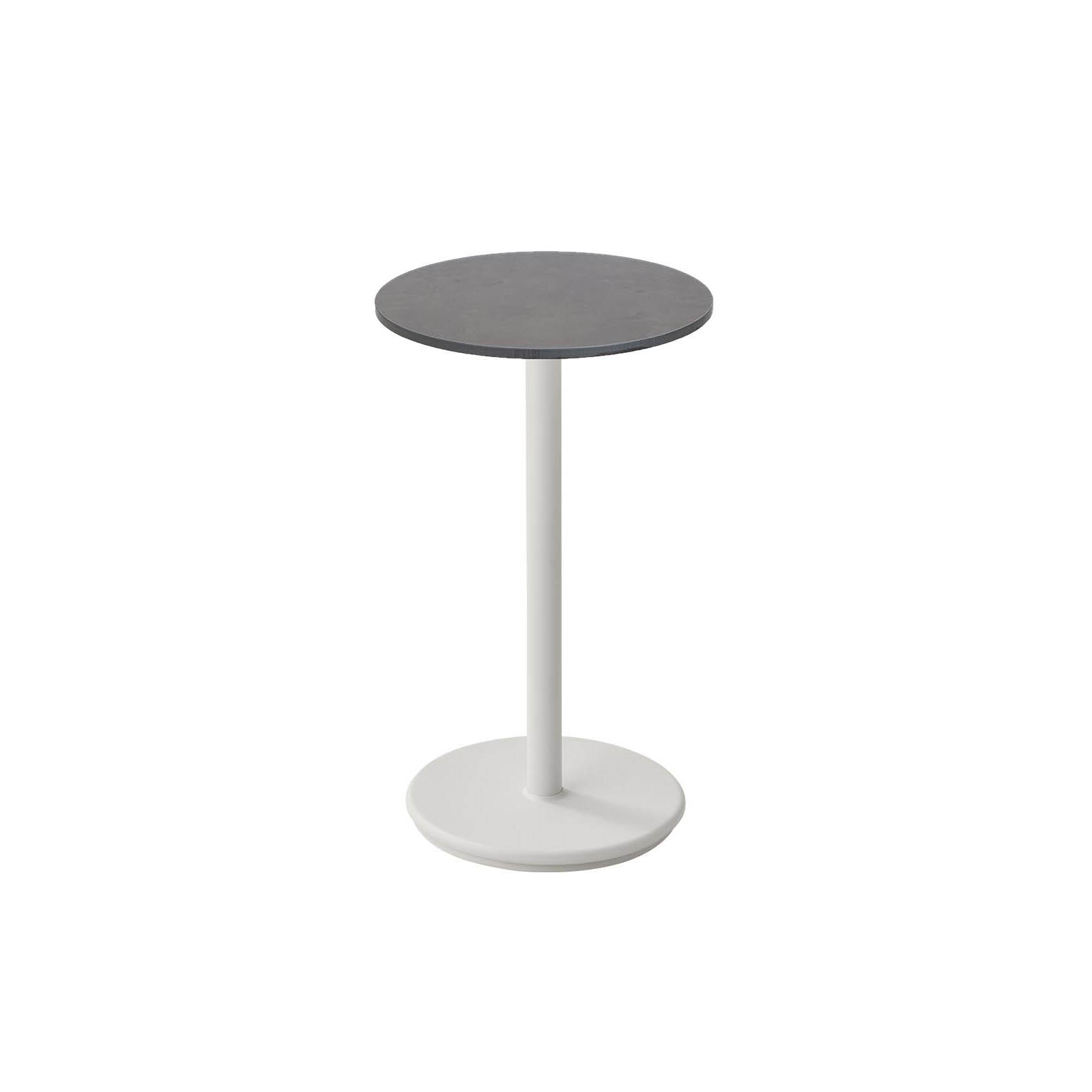 Go Bistrotisch Durchmesser 45 cm aus Aluminium in White mit Tischplatte aus HPL in Dark Grey