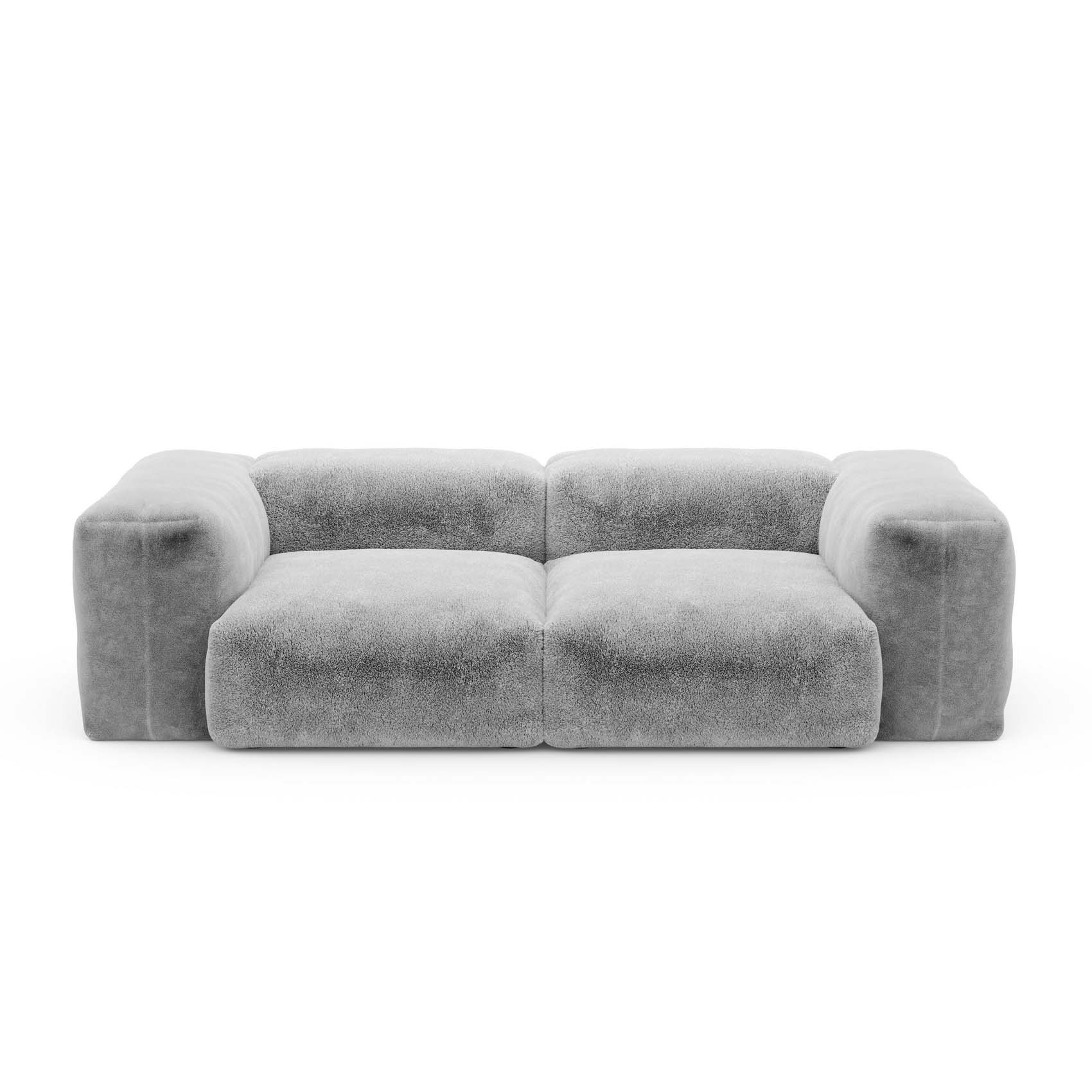 Two Seat Sofa S Faux Fur Grey