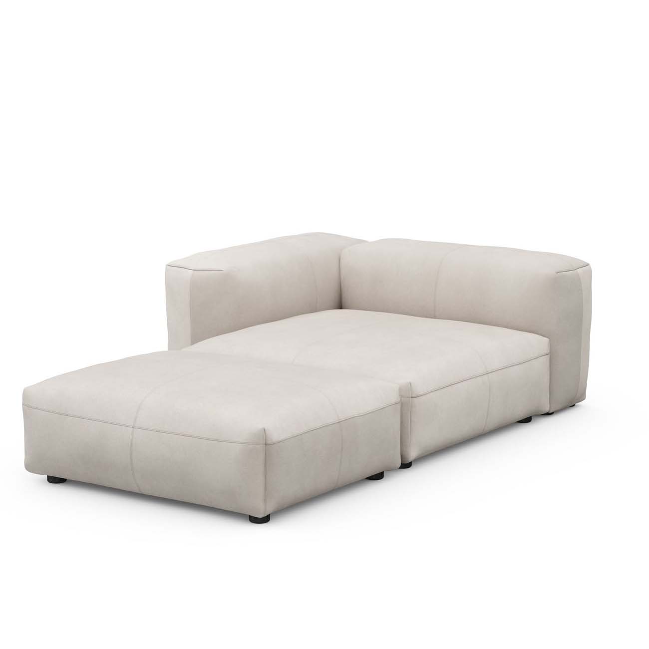 Sofa Daybed L Leather Light Grey