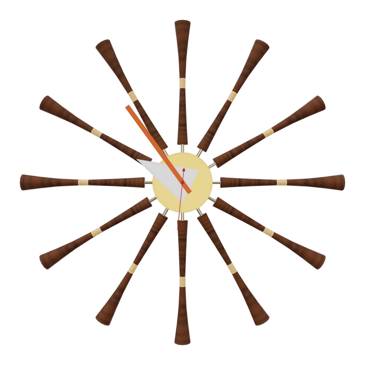 Spindle Clock, Aluminium/ Nussbaum massiv 21501103