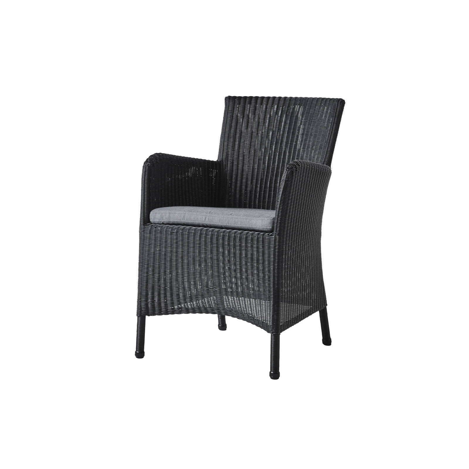 Hampsted Stuhl aus Cane-line Weave in Black mit Kissen aus Cane-line Natté in Grey