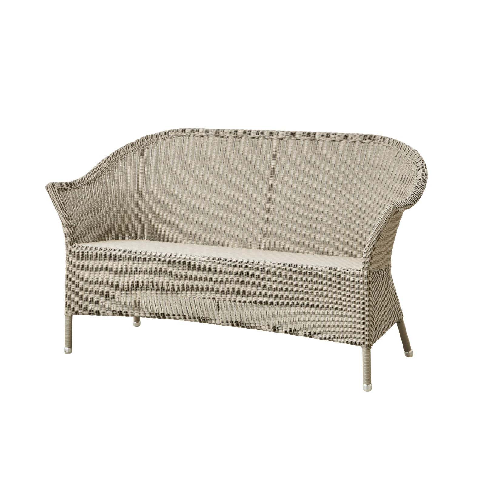 Lansing 2-Sitzer Sofa aus Cane-line Weave in Taupe mit Kissen aus Cane-line Natté in Light Grey